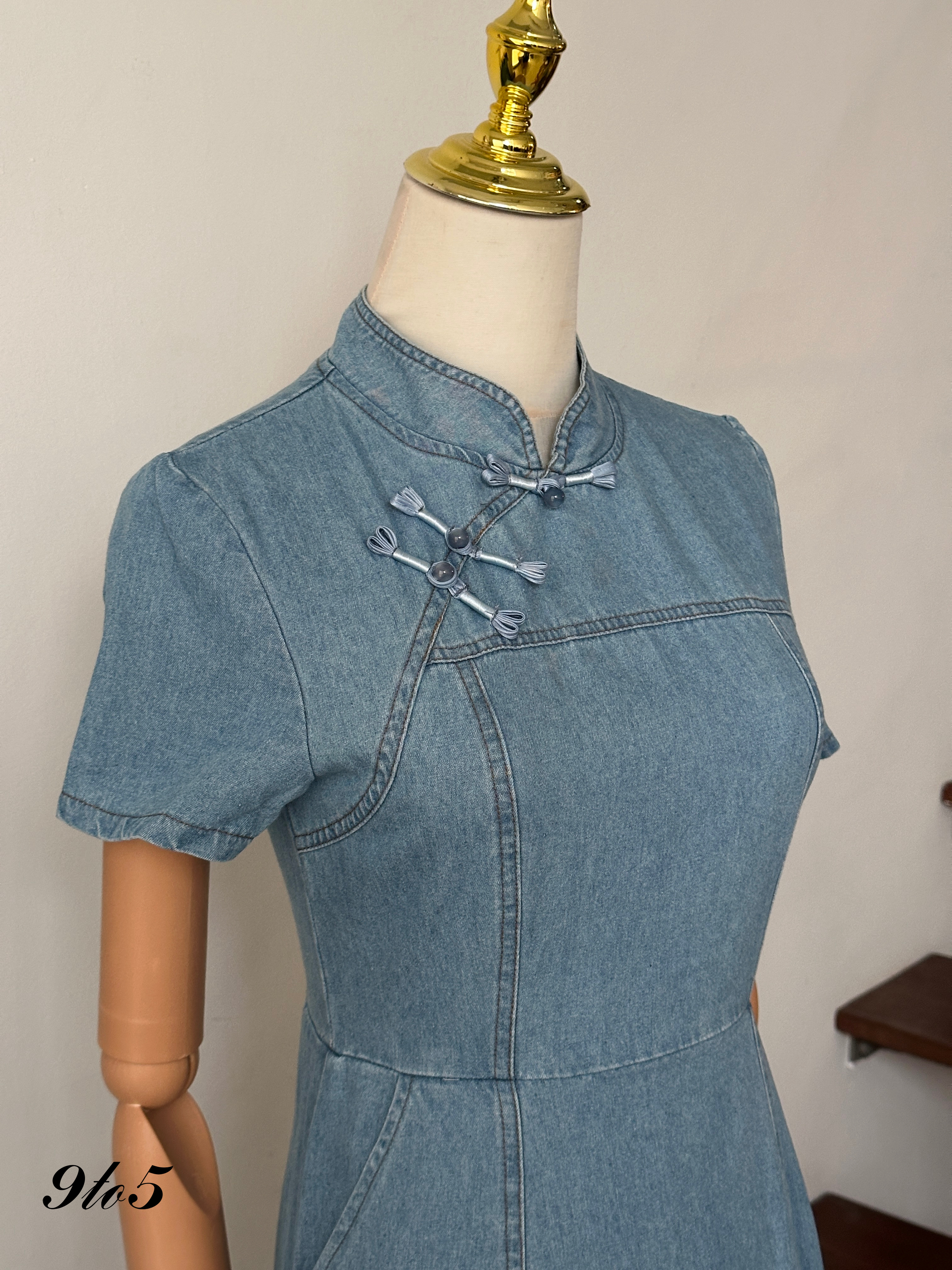 D2305 Denim Cheongsam Dress - 3 Colors