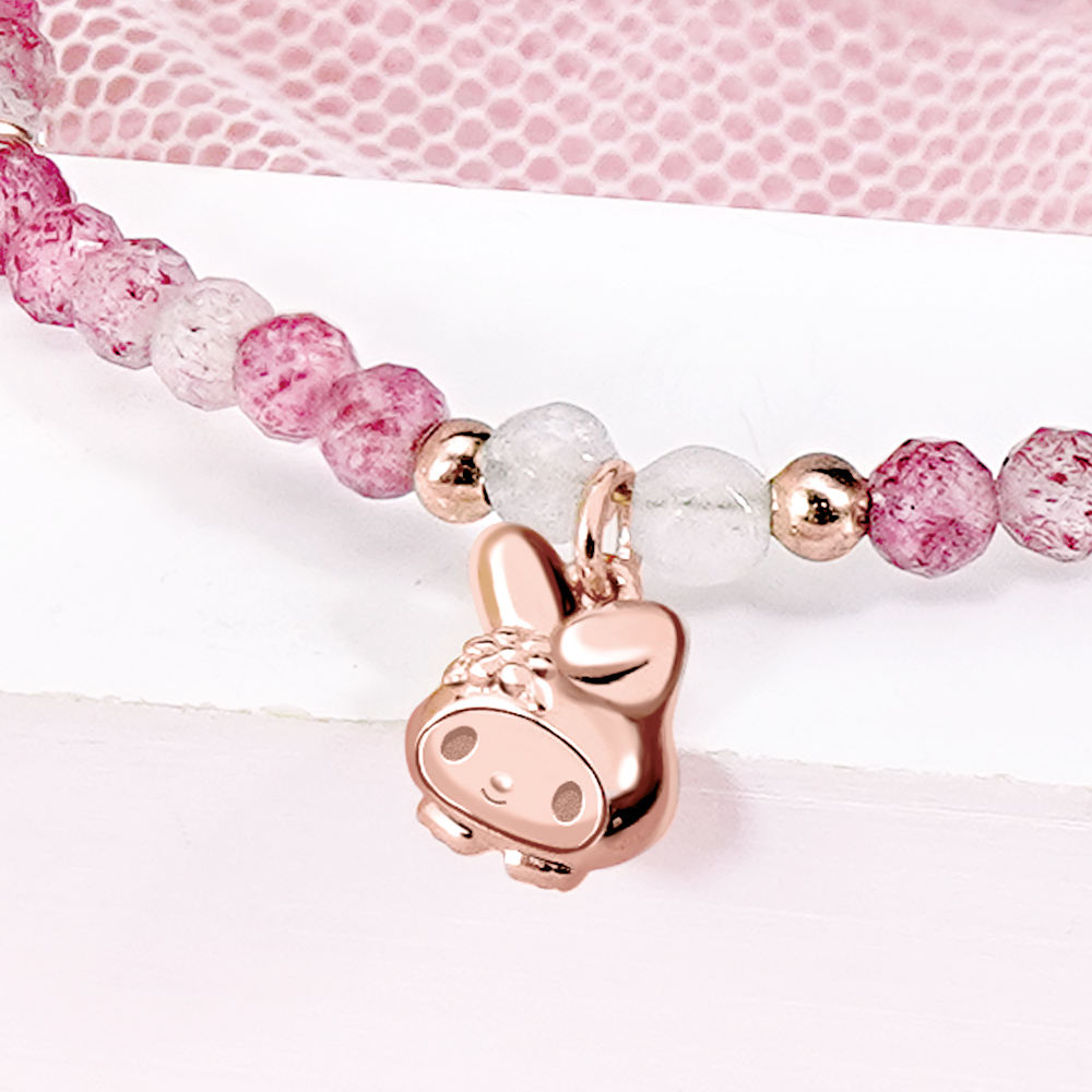 📦訂購 台灣限定 三麗鷗SanrioＸSTORY 故事銀飾 My Melody 童話仙子系列 美樂蒂天然草莓粉晶蝴蝶純銀手鏈