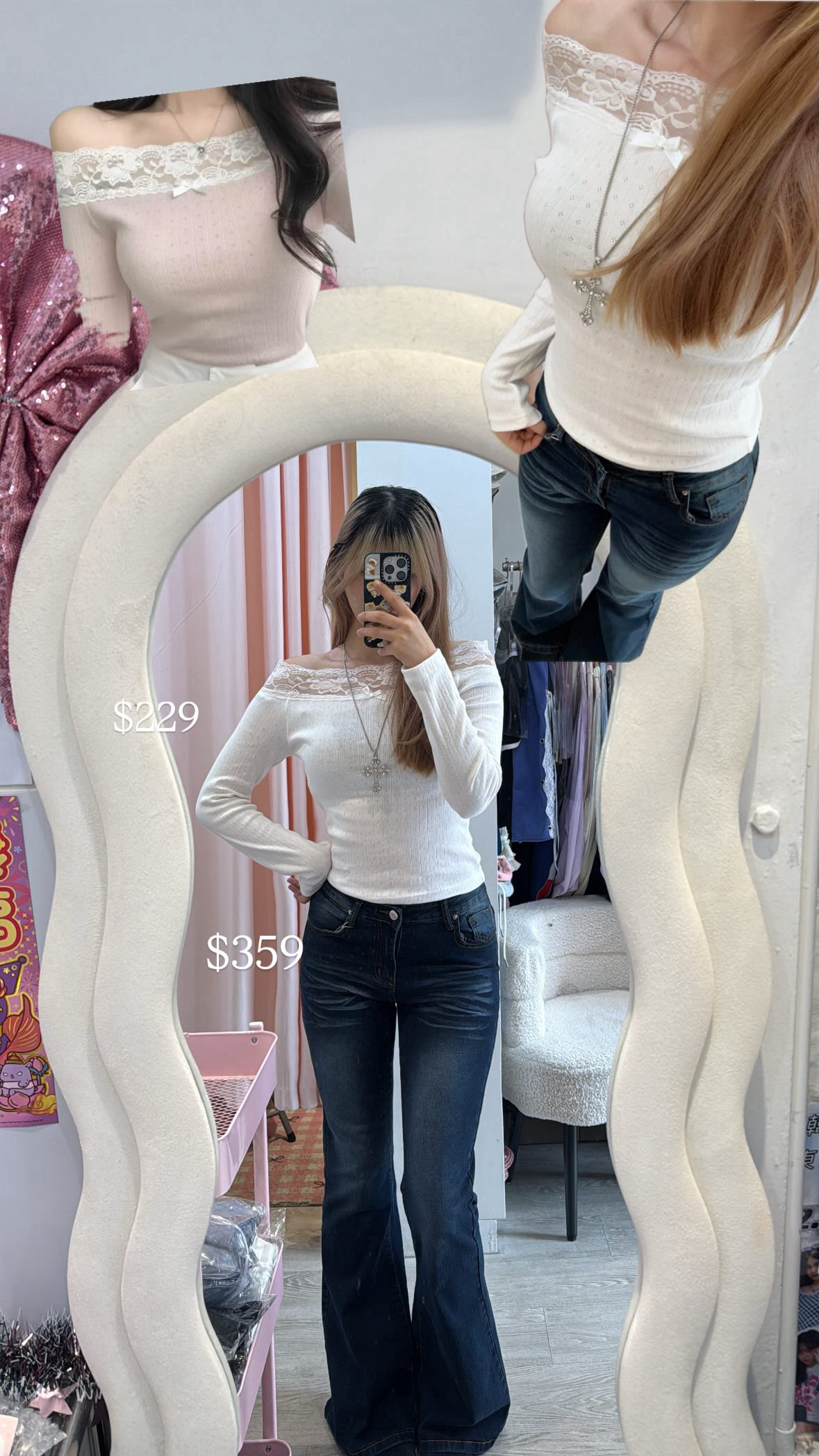 韓國溫柔感Lacy 蝴蝶結一字膊