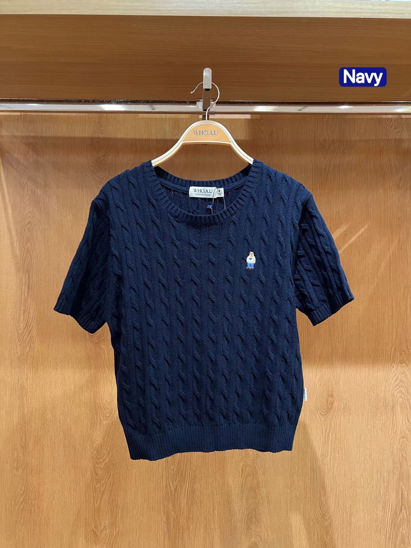 *🇰🇷韓國直送最新款Who.A.U 刺繡小熊圓領針織衫 Steve Melange Short Sleeve Sweater 折扣優惠🈹*