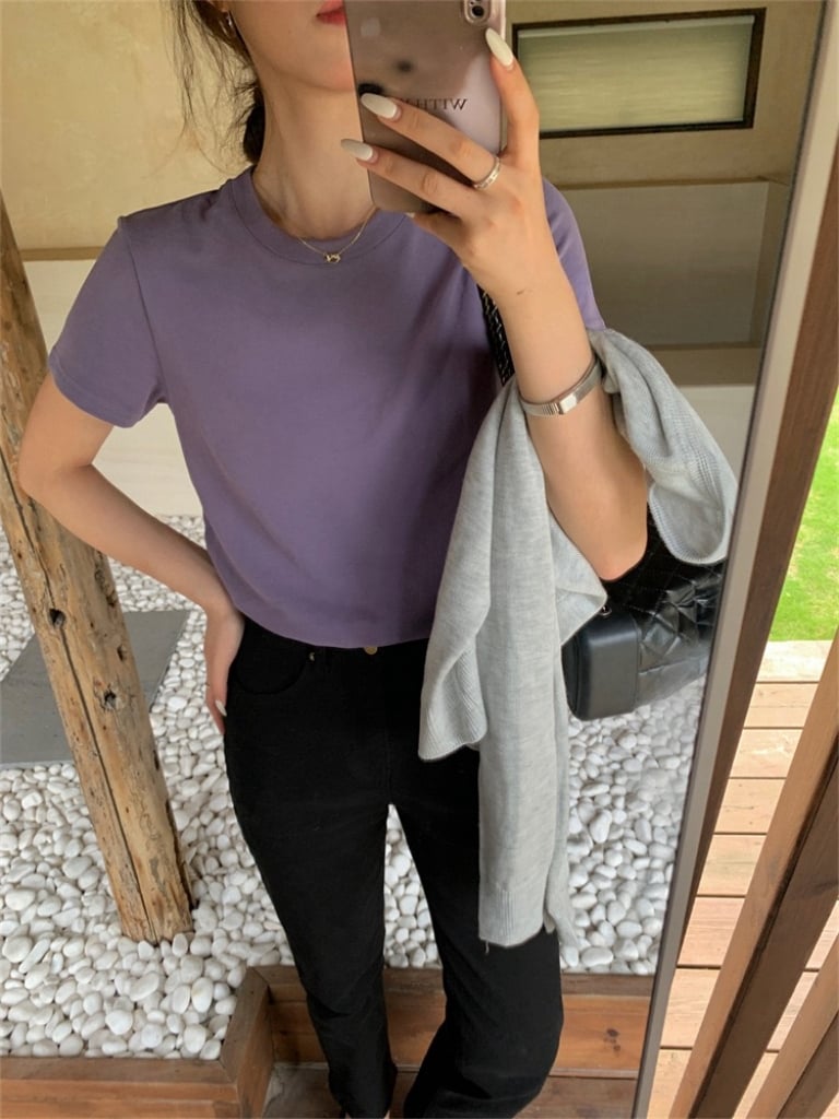 Cloudy Puff Round Neck Tee 云朵泡泡纯色圆领磨毛Tee (11 Colours)