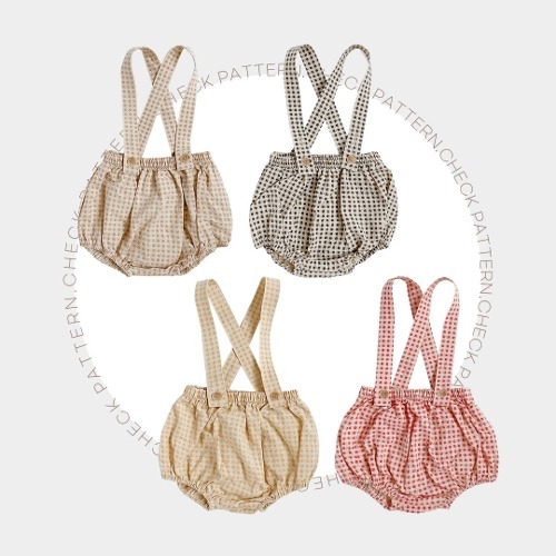 Dottodot 清新小格吊帶包屁衣(M)