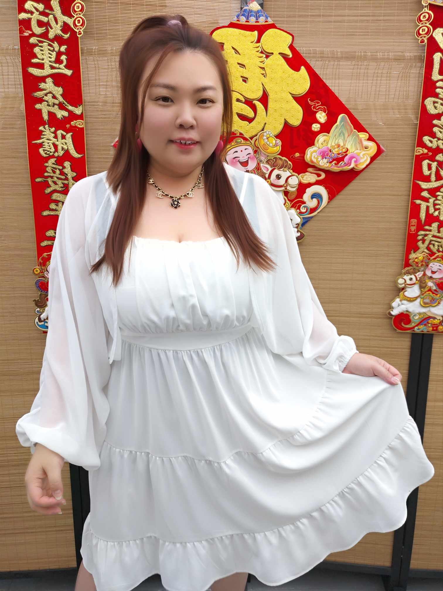 DDB16 81761(C6) 吊带皱褶附垫设计两件式小洋装