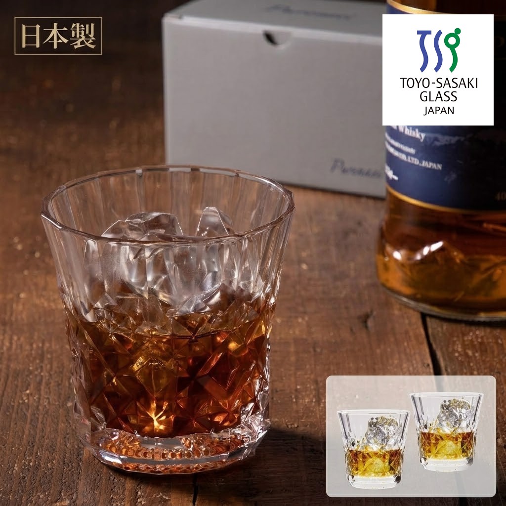 🔥🔥【日本製《東洋佐佐木》水晶質感雙層刻紋玻璃杯】2隻裝