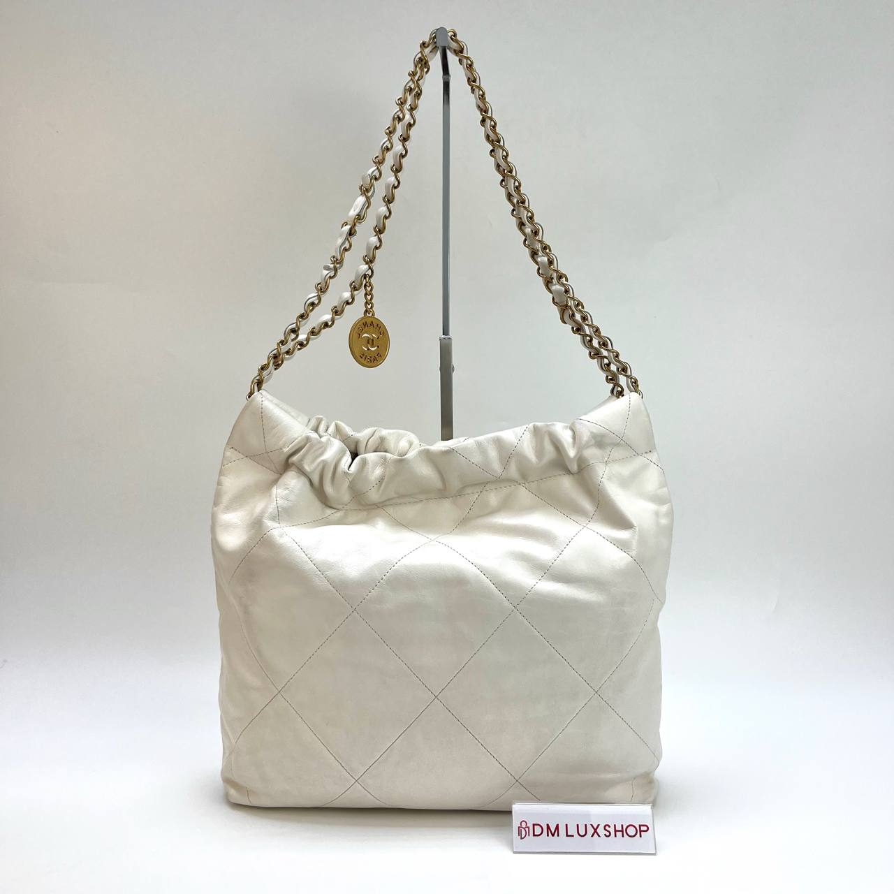 Chanel Small 22 Bag White GHW (Microchip)