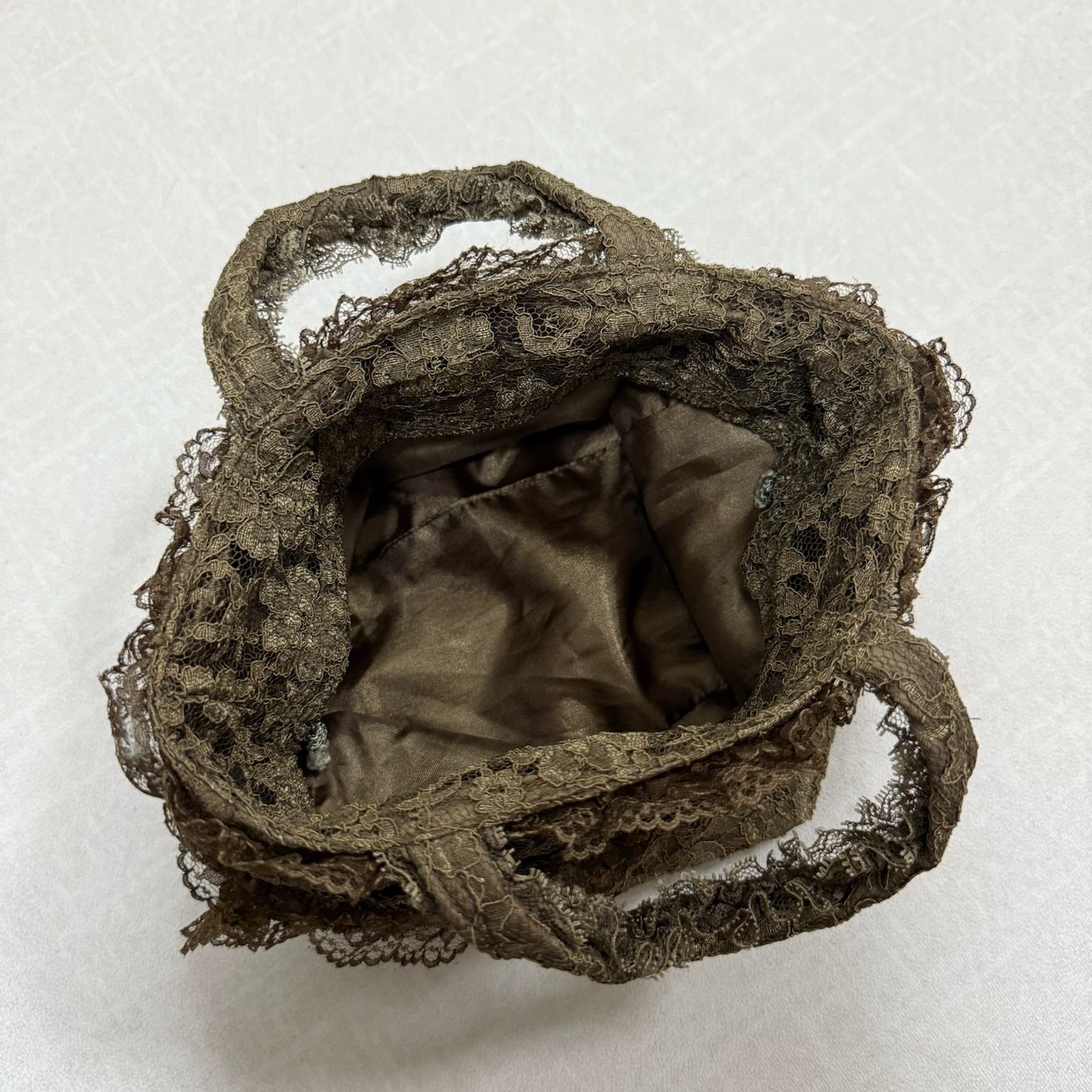 Brown Lace polka Dot Bow Tote