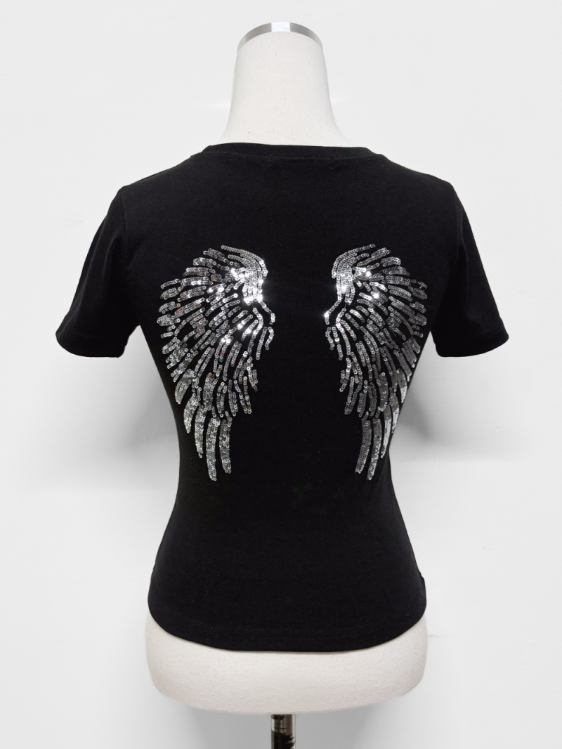 Back Angel Wing Sequin Top
