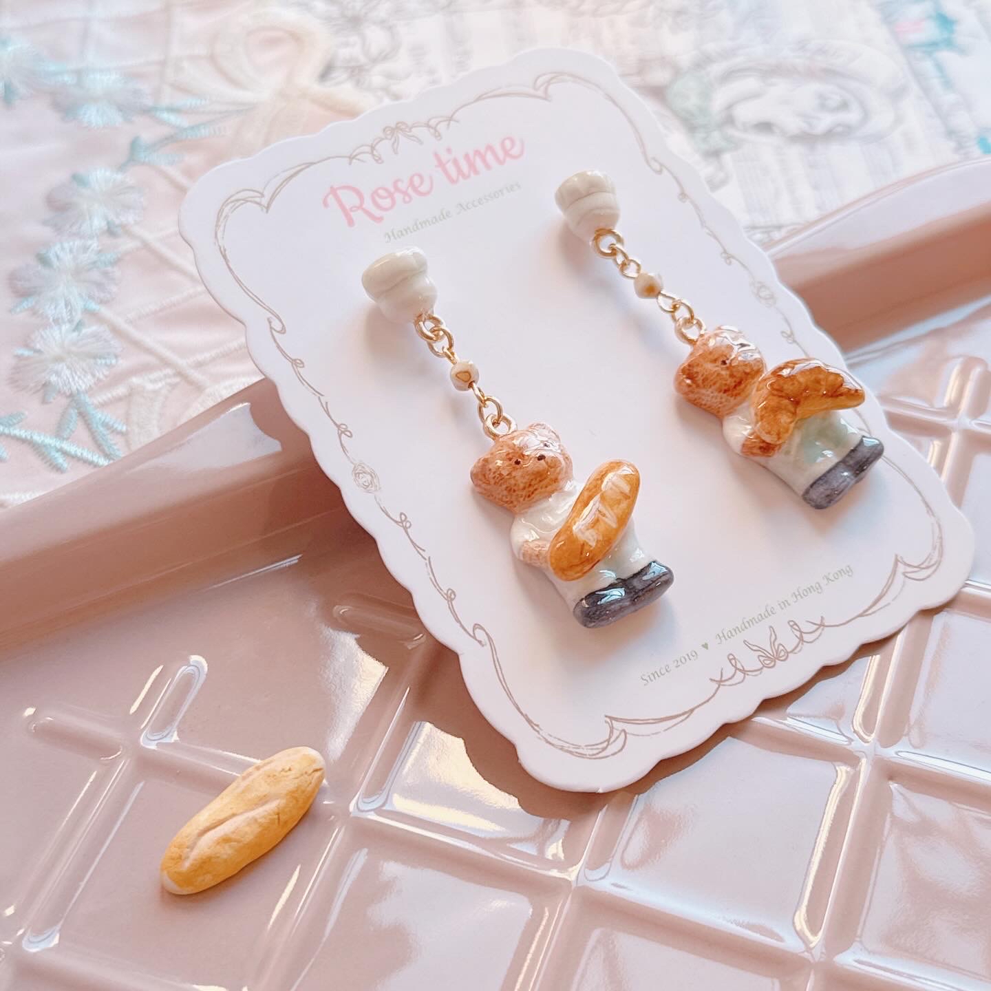 Rose time 3月7-9日 精選半價🩷 手繪烘焙店熊熊麵包師傅耳環🩷 七周年精選半價