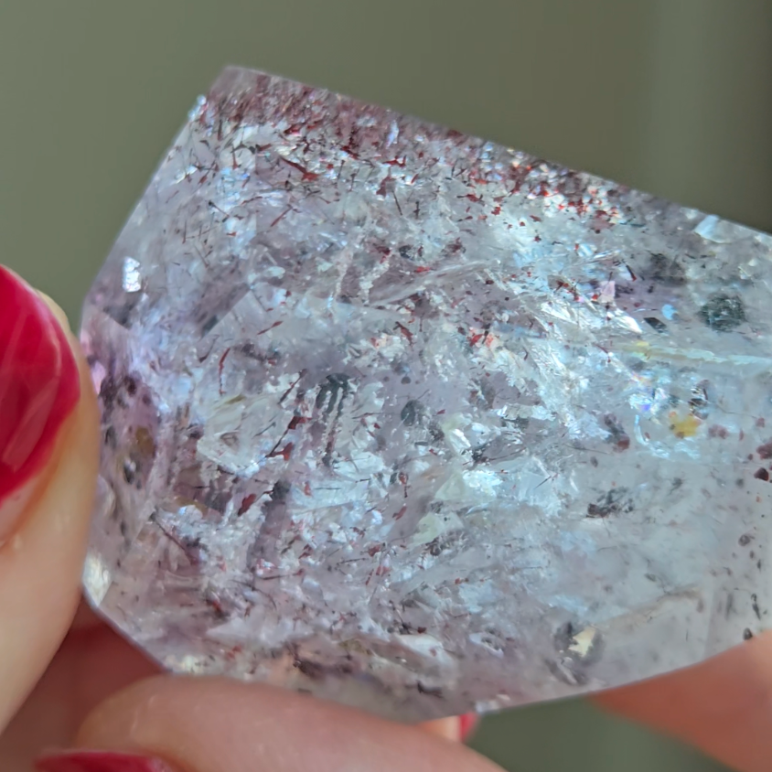 Amethyst with sparkly mica and red hematite - S777