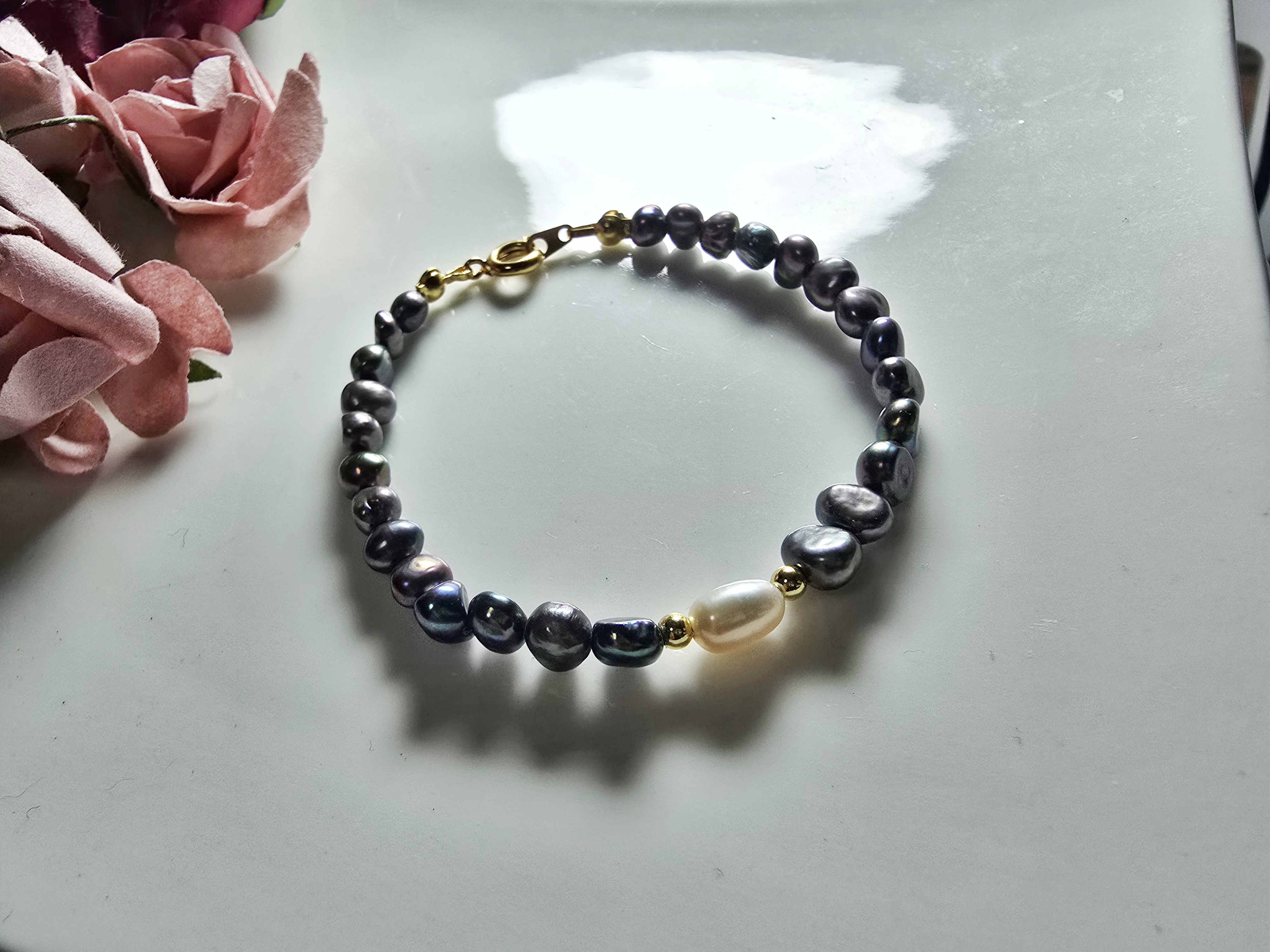 FWP0125-21  天然珍珠茶晶復古手鏈