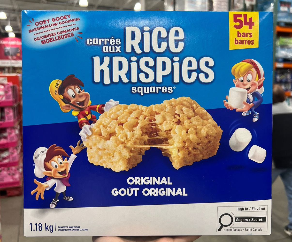 加拿大直送 Kellogg's 家樂氏棉花糖脆 米餅54包裝 Rice Krispies Squares x 22 g （1.18 kg） 