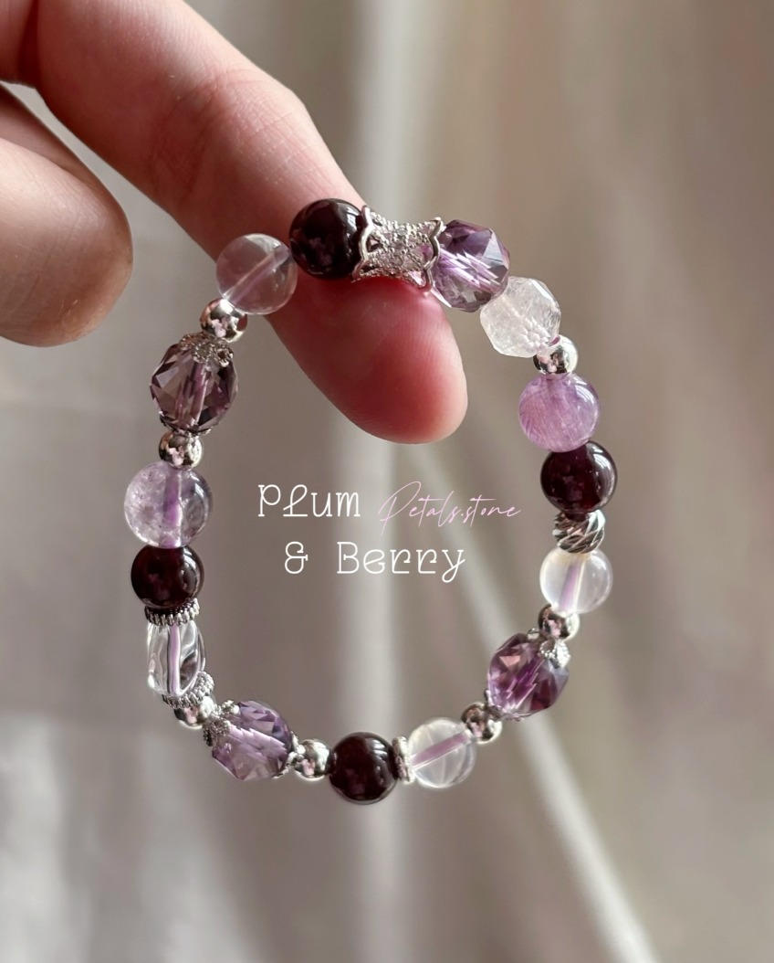 紫水晶與紅石榴石串珠手鍊