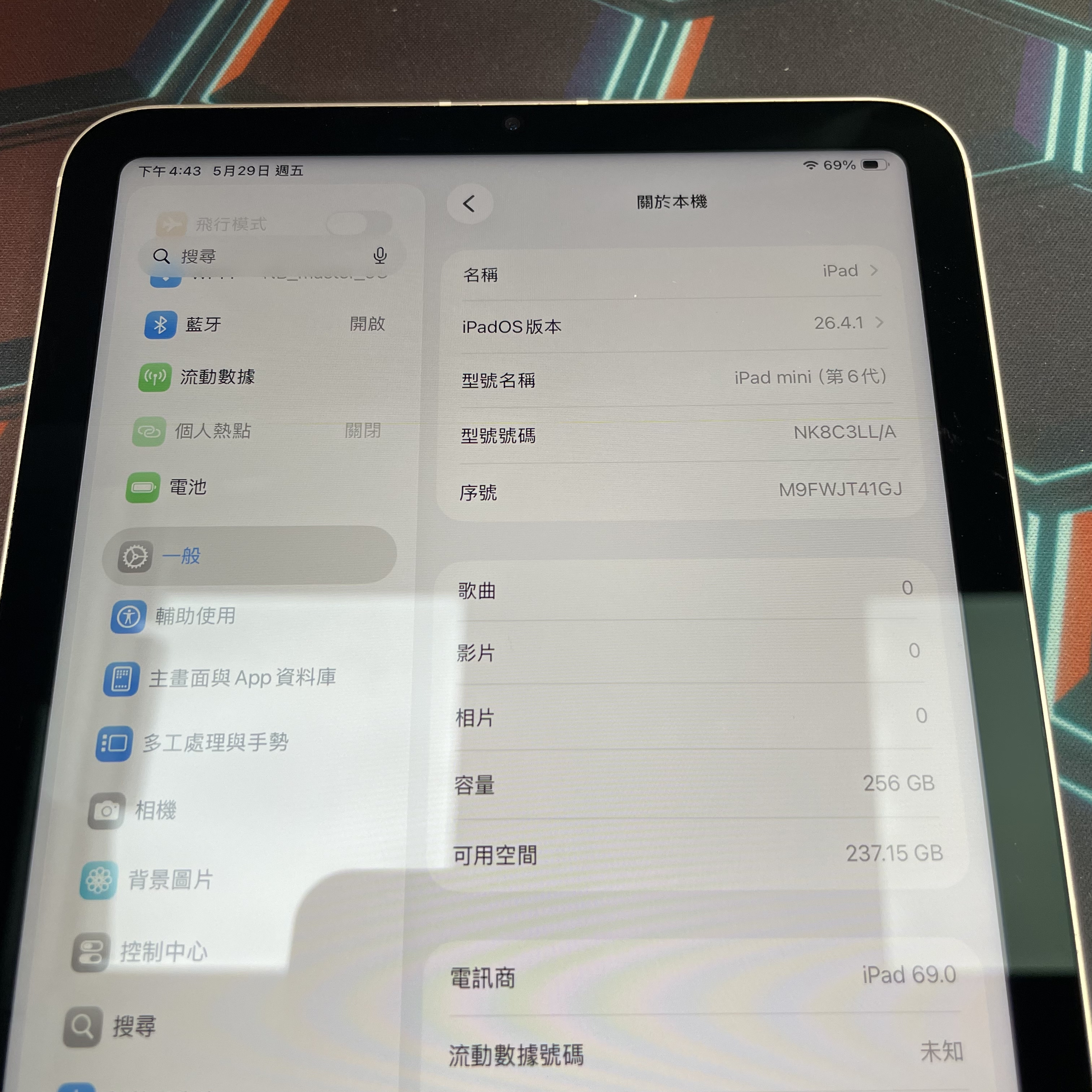 *665194 iPad mini 6 靚機 256GB 插卡版 銀色 sliver