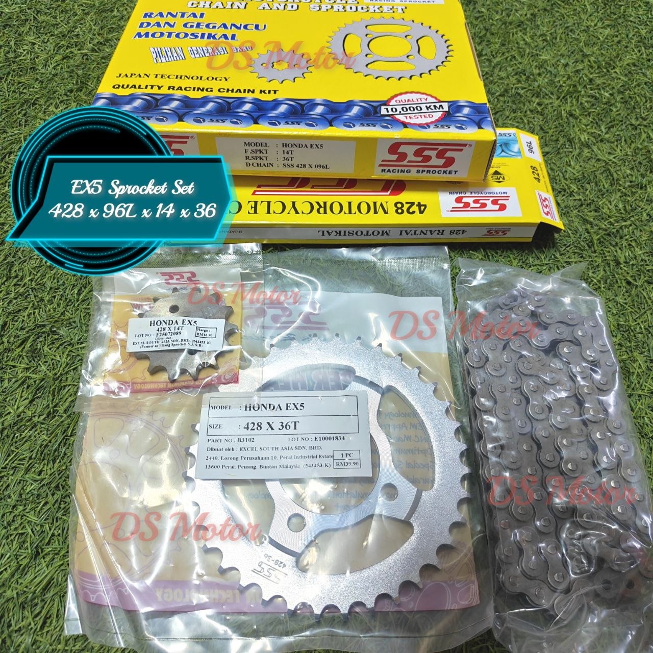 Sprocket Set / Chain Set SSS EX5 , RXZ , LC135 ES