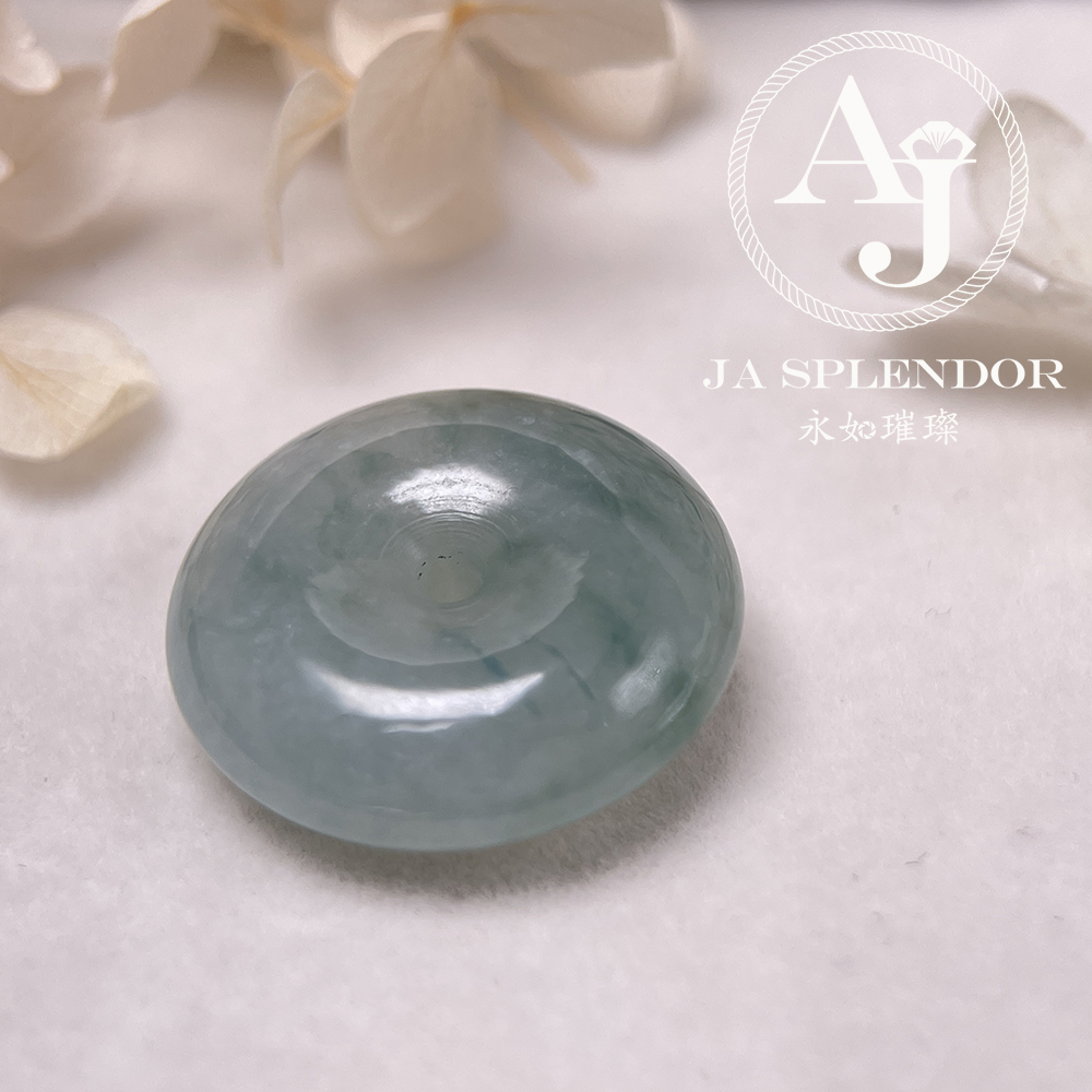 JN-177 天然翡翠A玉 冰種飄綠平安扣