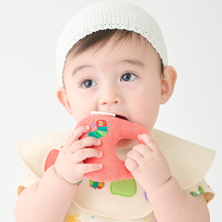 🇯🇵預訂 日本直送🇯🇵Petit Main x 好餓的毛毛蟲系列兩色水果造型刺繡搖鈴