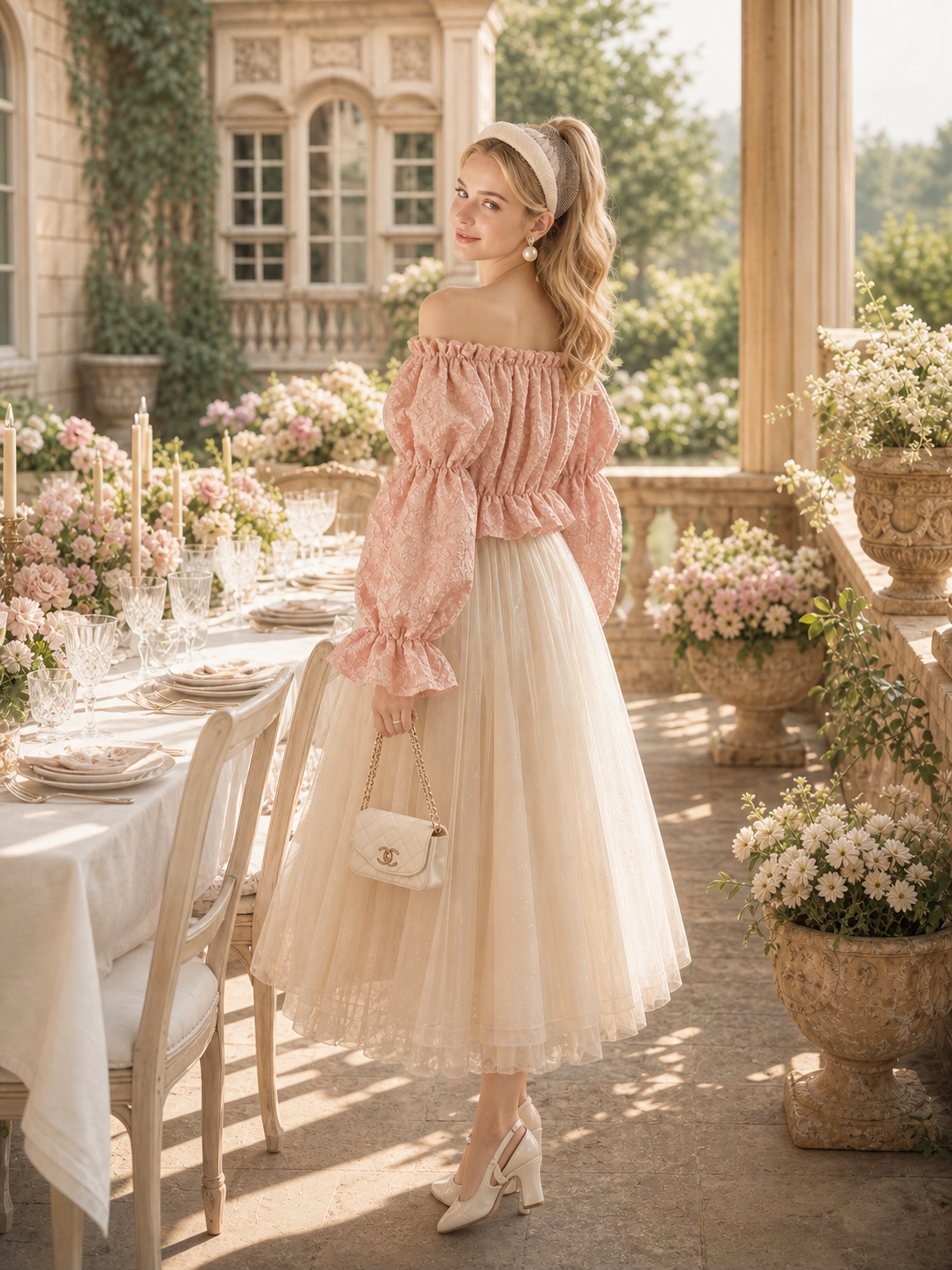 維多利亞粉紅玫瑰盛放泡泡袖公主禮服 Victorian Rose Petal Ballad Gown 