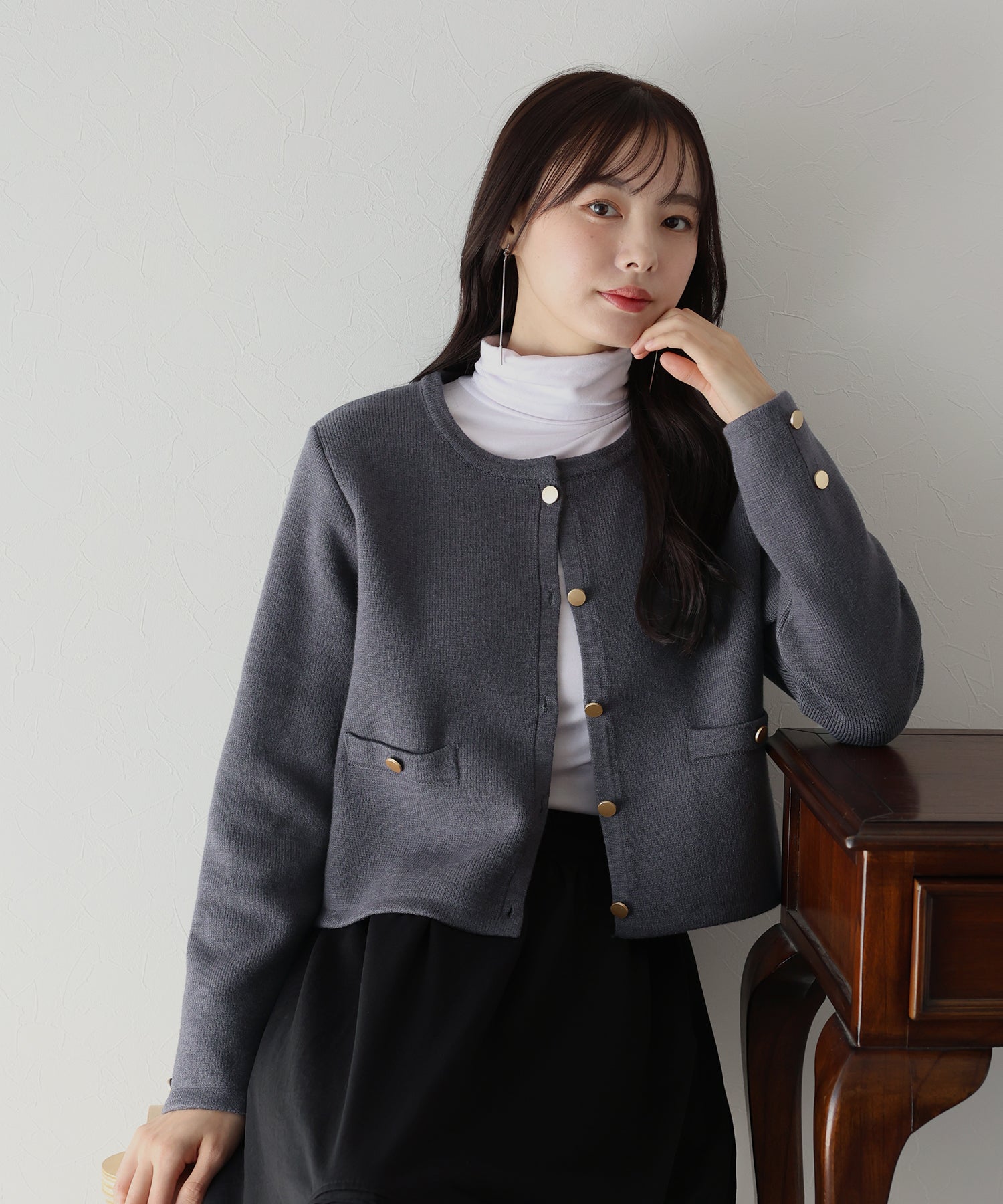 <JP> 輕奢風Gold Button Knit Jacket * 9色入 <預購>