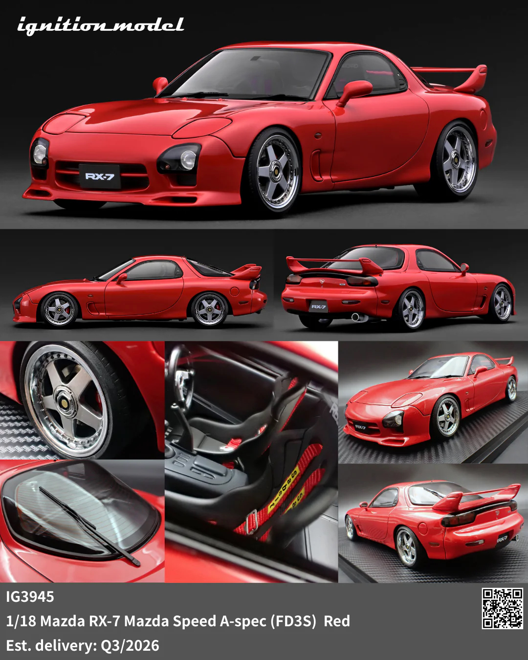 PRE-ORDER (Deposit) IG3945 Mazda RX-7 Mazda Speed A-spec (FD3S) Red