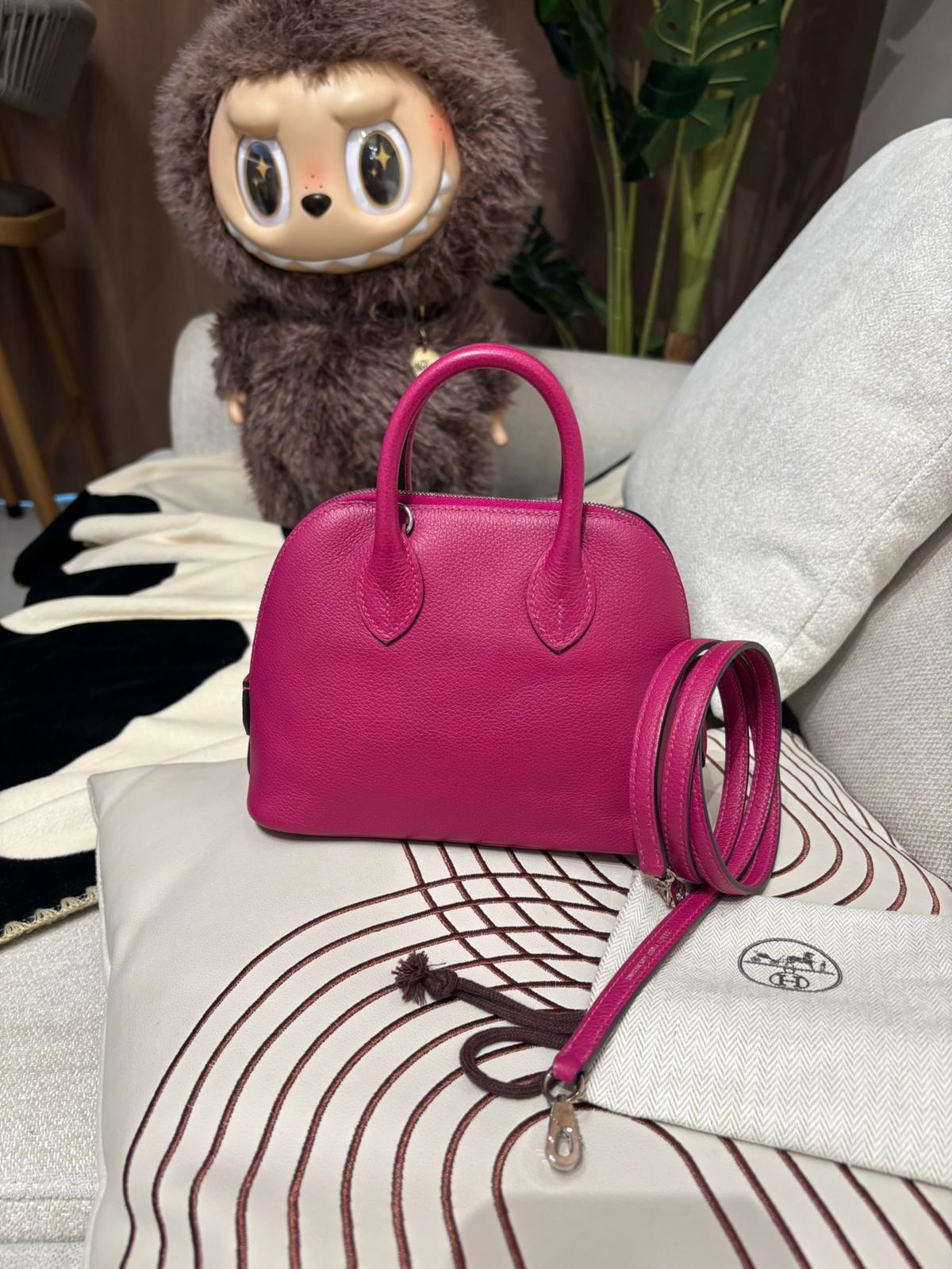 Hermes mini bolide,STAMP C ,L3 玫瑰紫色EverColor牛皮  100%Authentic ,95%new ✅收據✅strap ✅dust bag✅盒