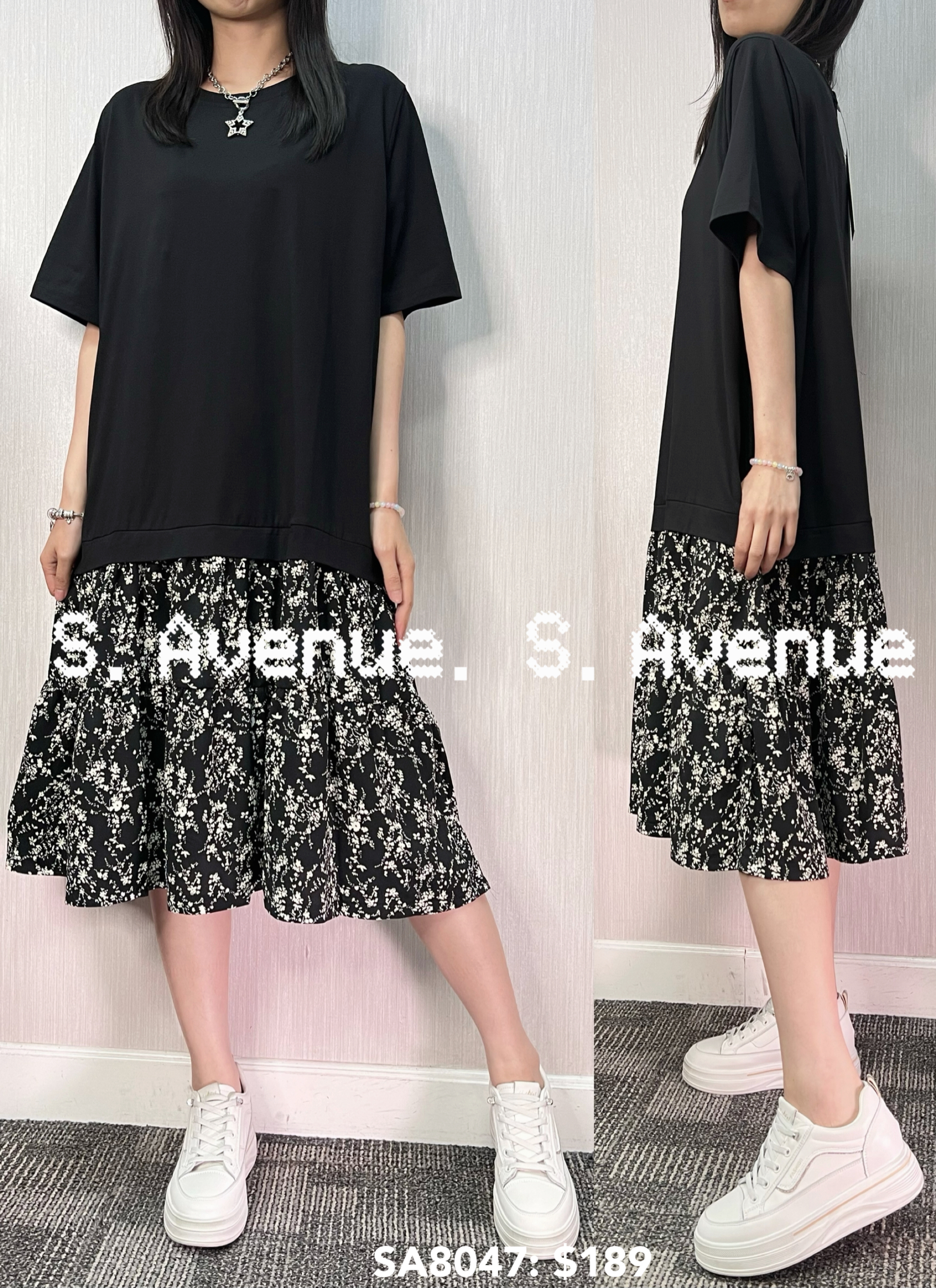 SA8047: 短袖下拼花op