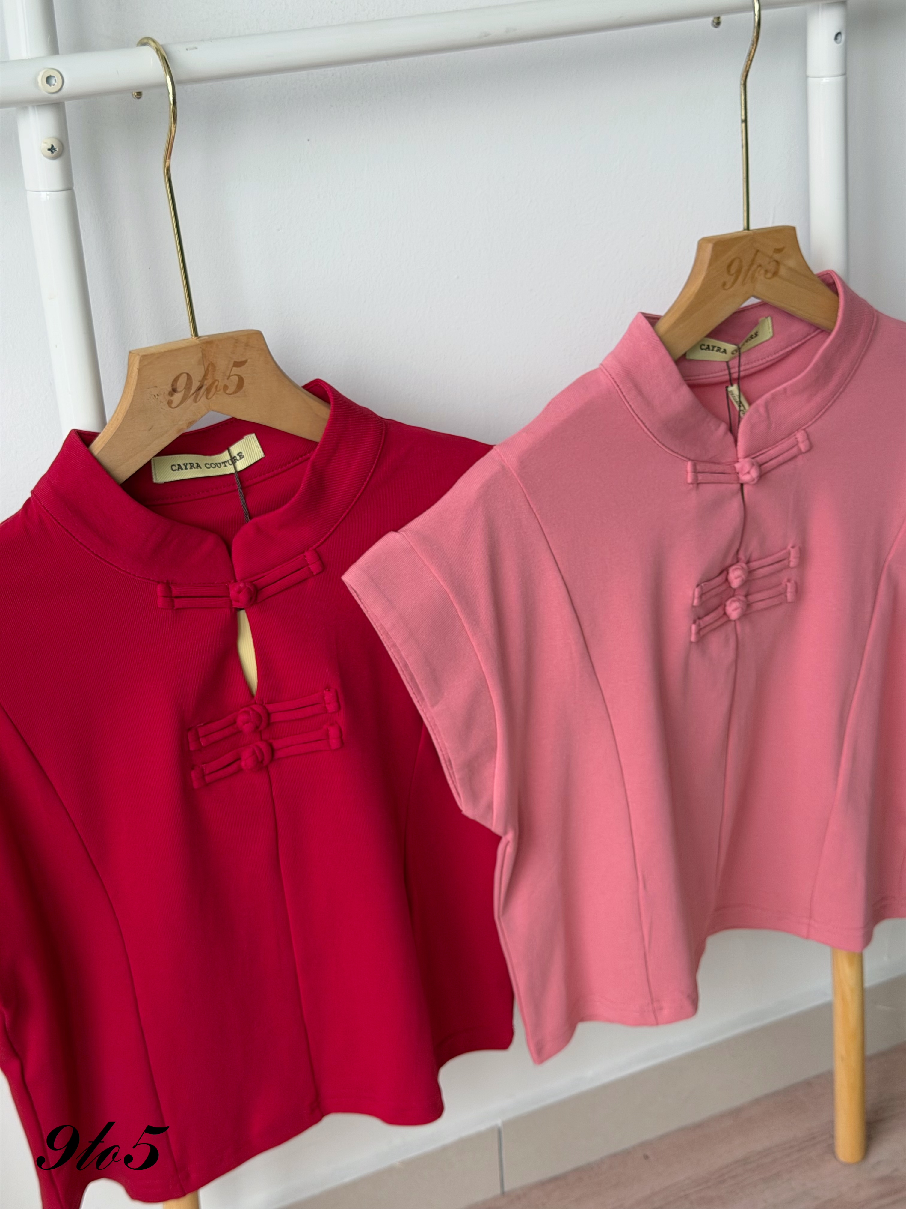 T4486 Cape Sleeve Candy Cheongsam Top - 5 Colors 