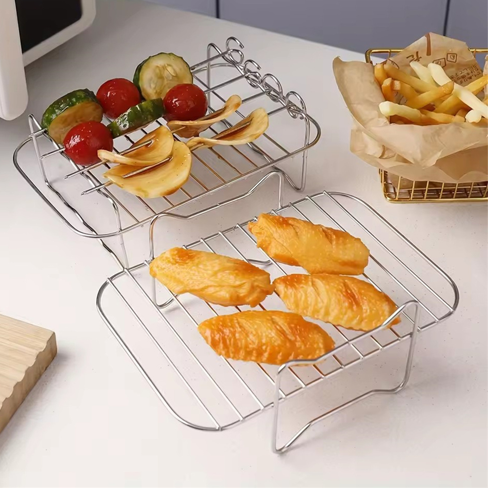 不鏽鋼雙層烤架蒸架 含4支烤簽 UB0264