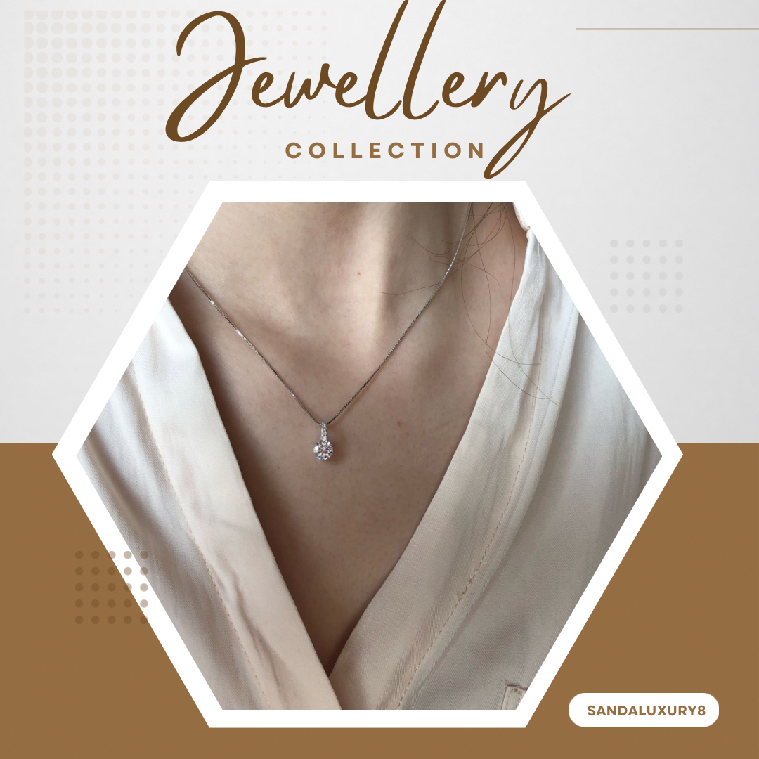 Simple Zircon Pendant Necklace  for Women in Silver