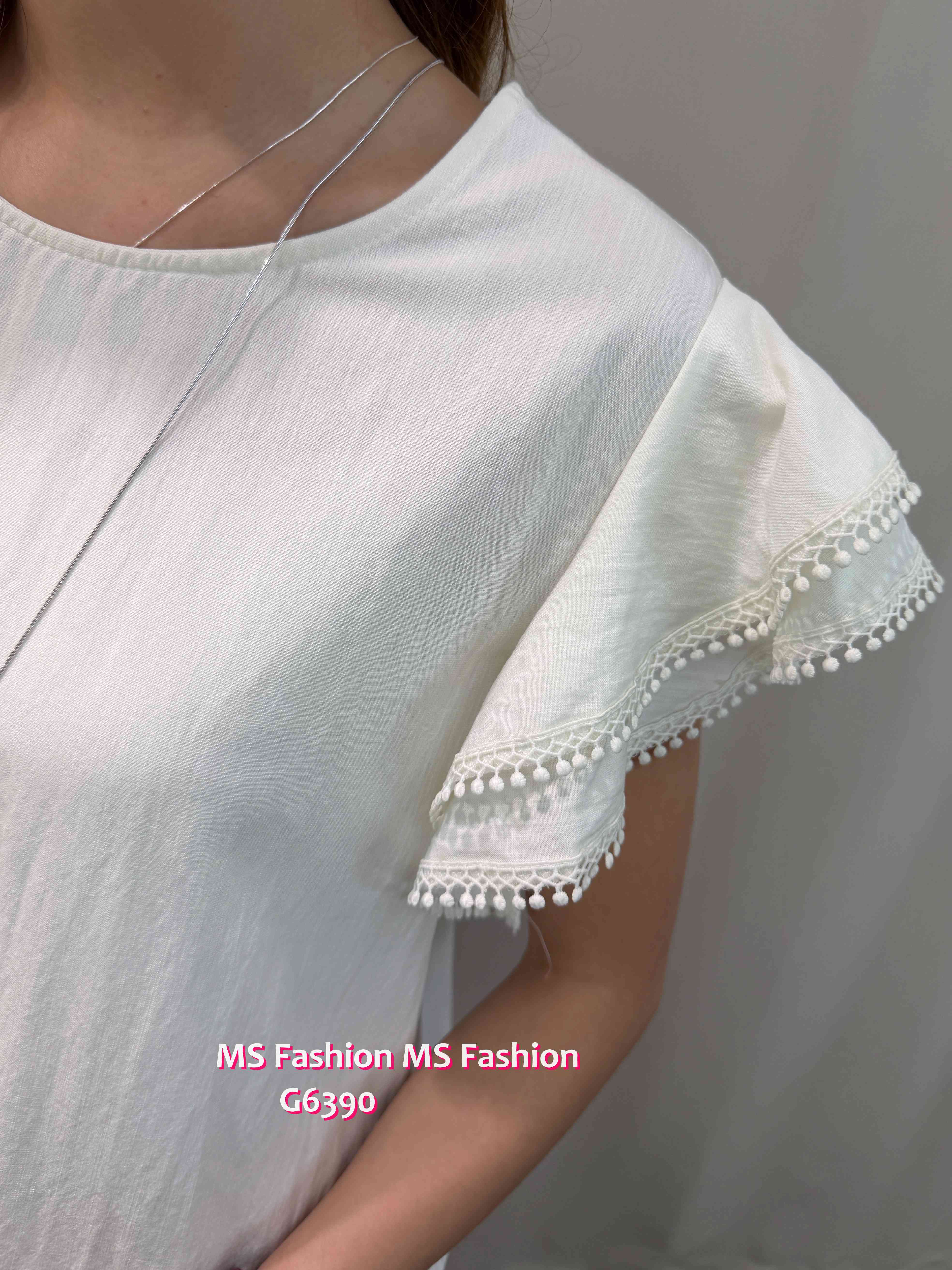 G6390 通花ruffle袖top
