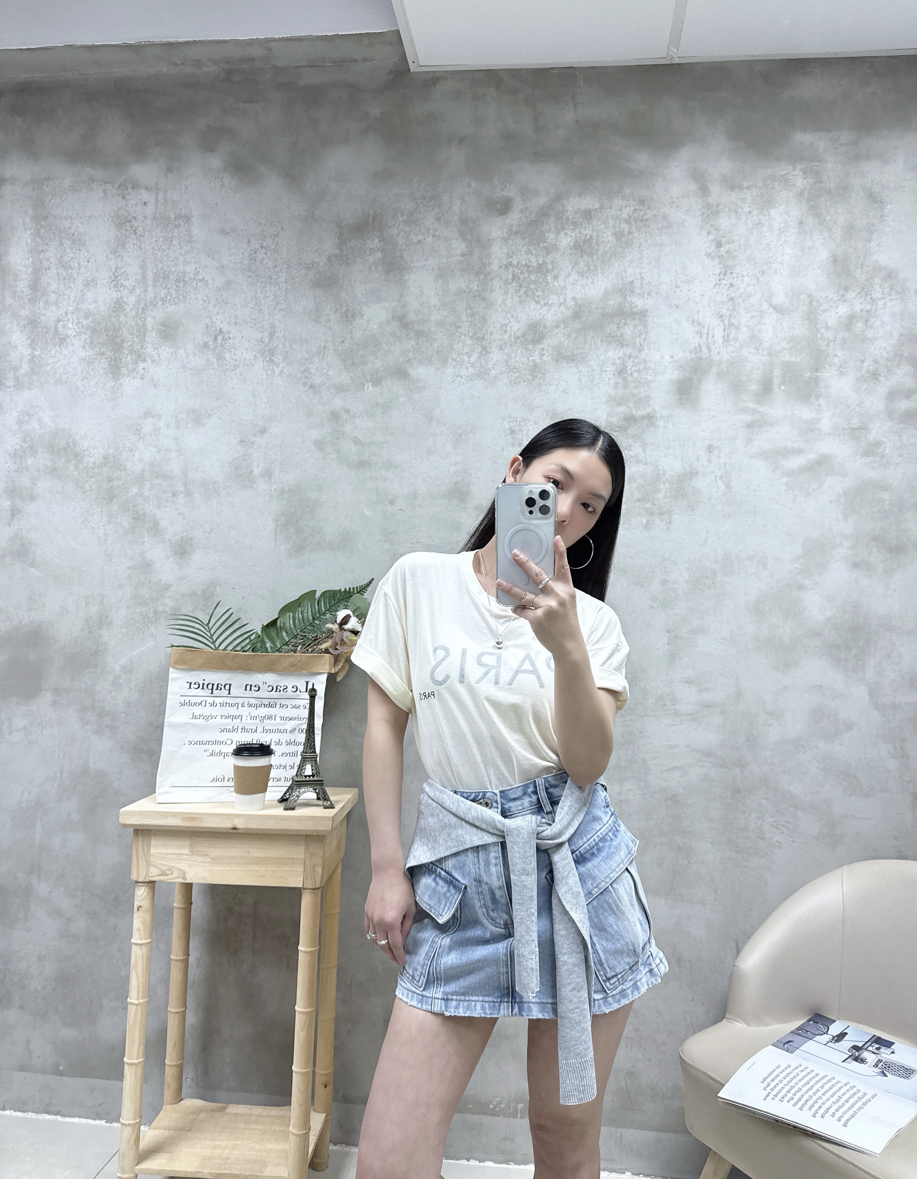 C16 雙袋牛仔裙褲