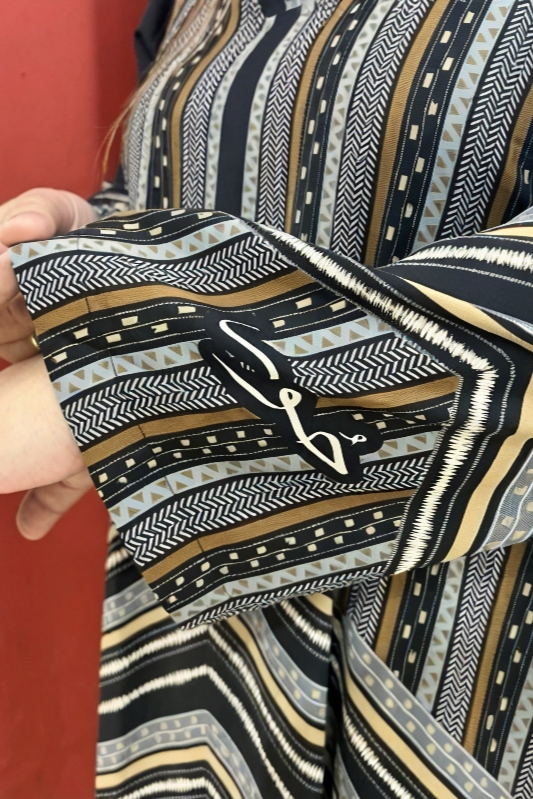 STRIPE DRESS in Black Gold