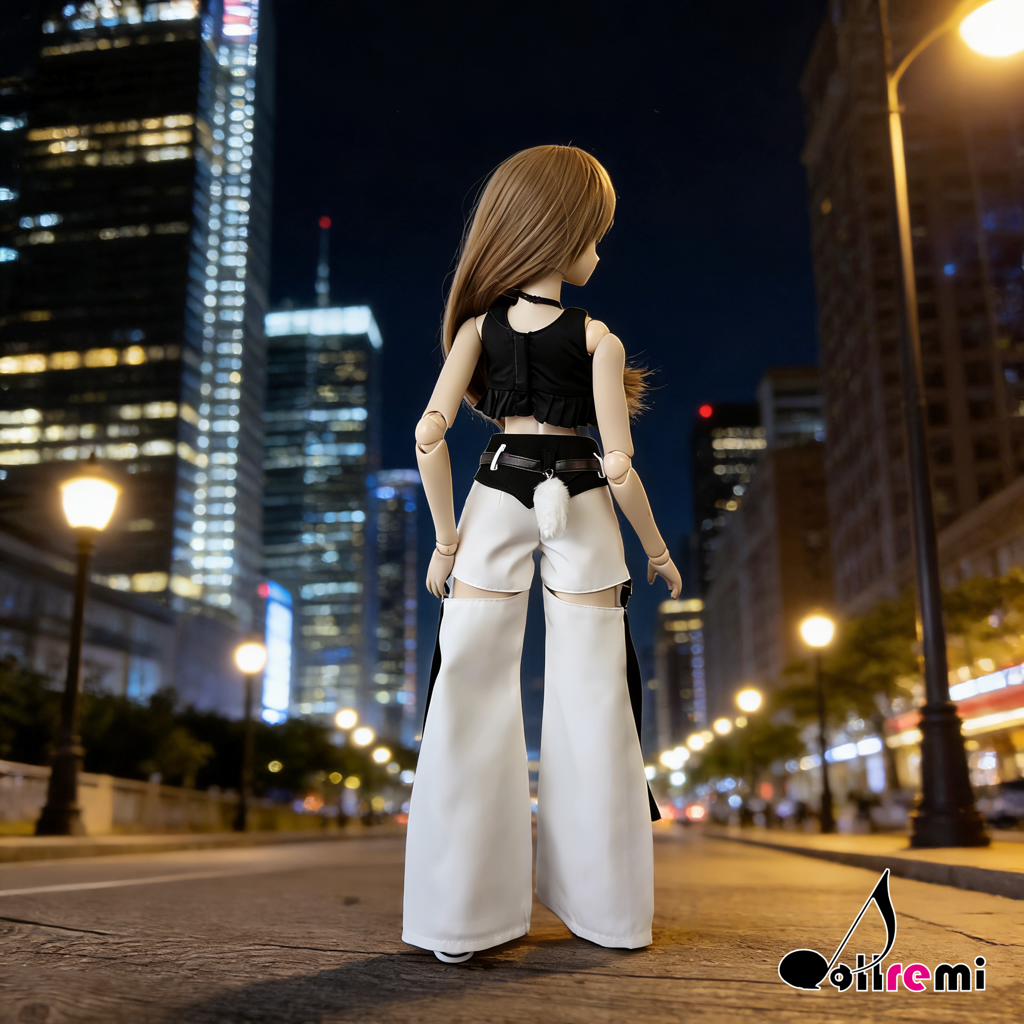 【dollremi】(DD0917A) 大腿鏤空闊腿褲 Thigh-cut-out wide-leg pants