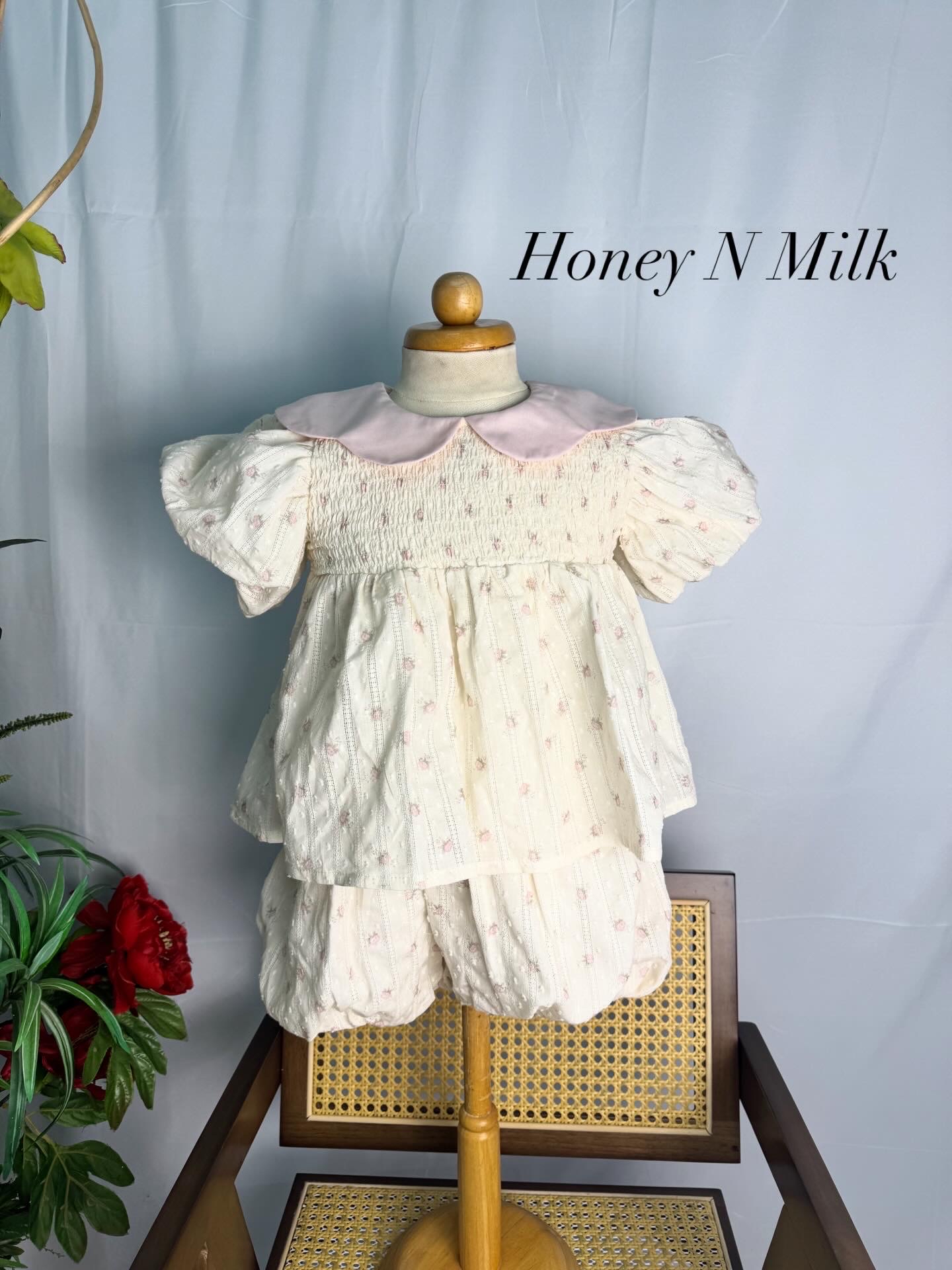 Vintage Pink Floral Lace Set 