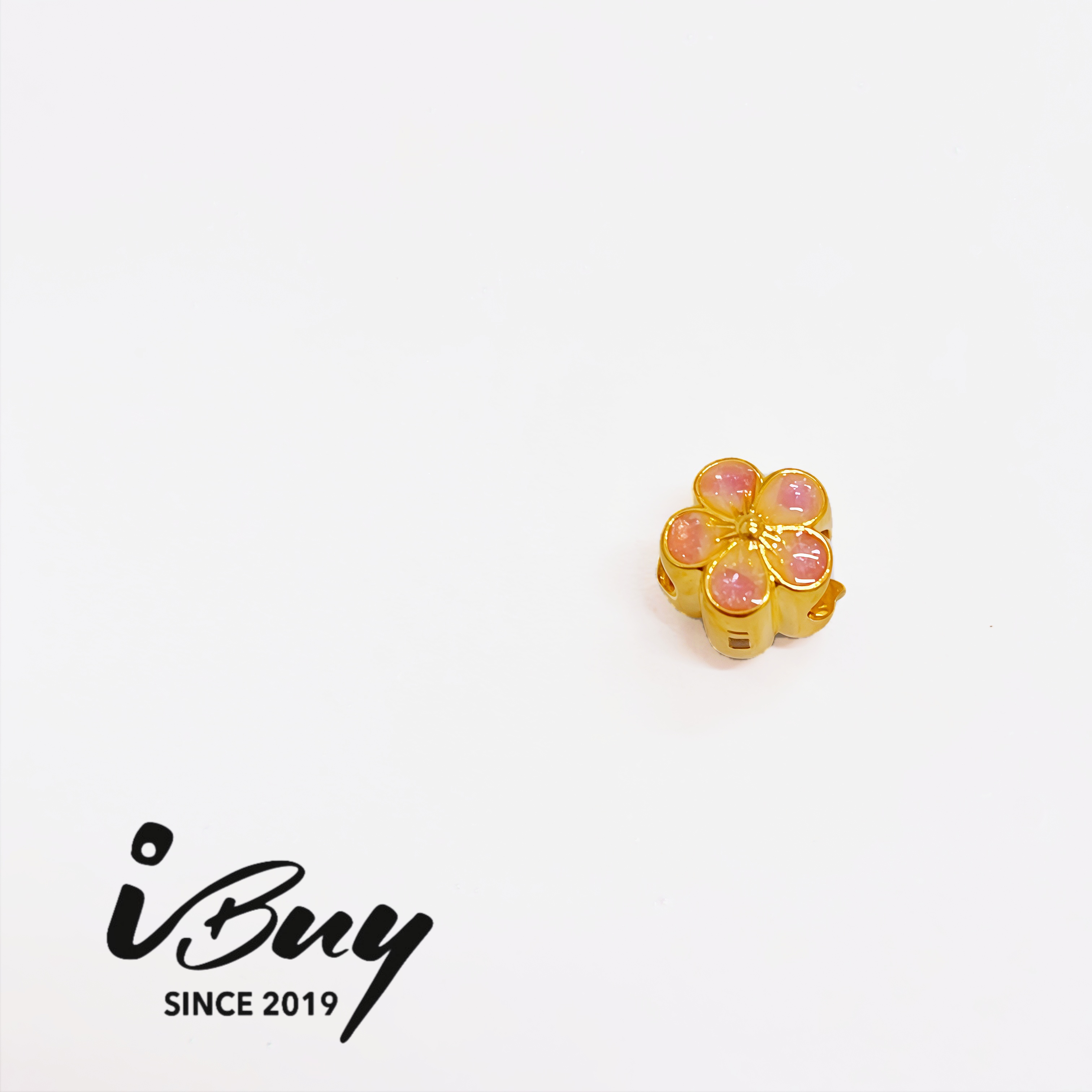 916 HARD GOLD ENAMEL PURPLE FLOWER BEAD 916 金 珐琅紫花串咀