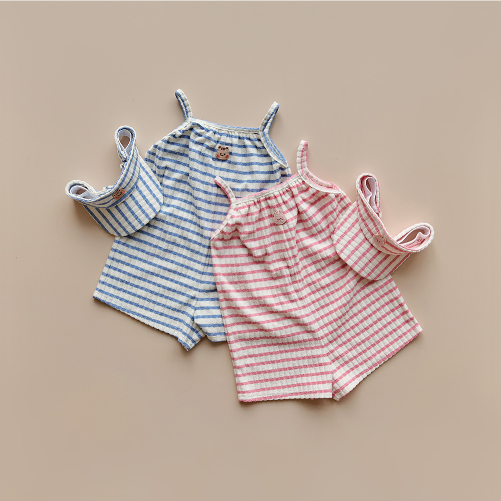 DOTTODOT 夏日海邊系列-毛圈布連身吊帶褲 120