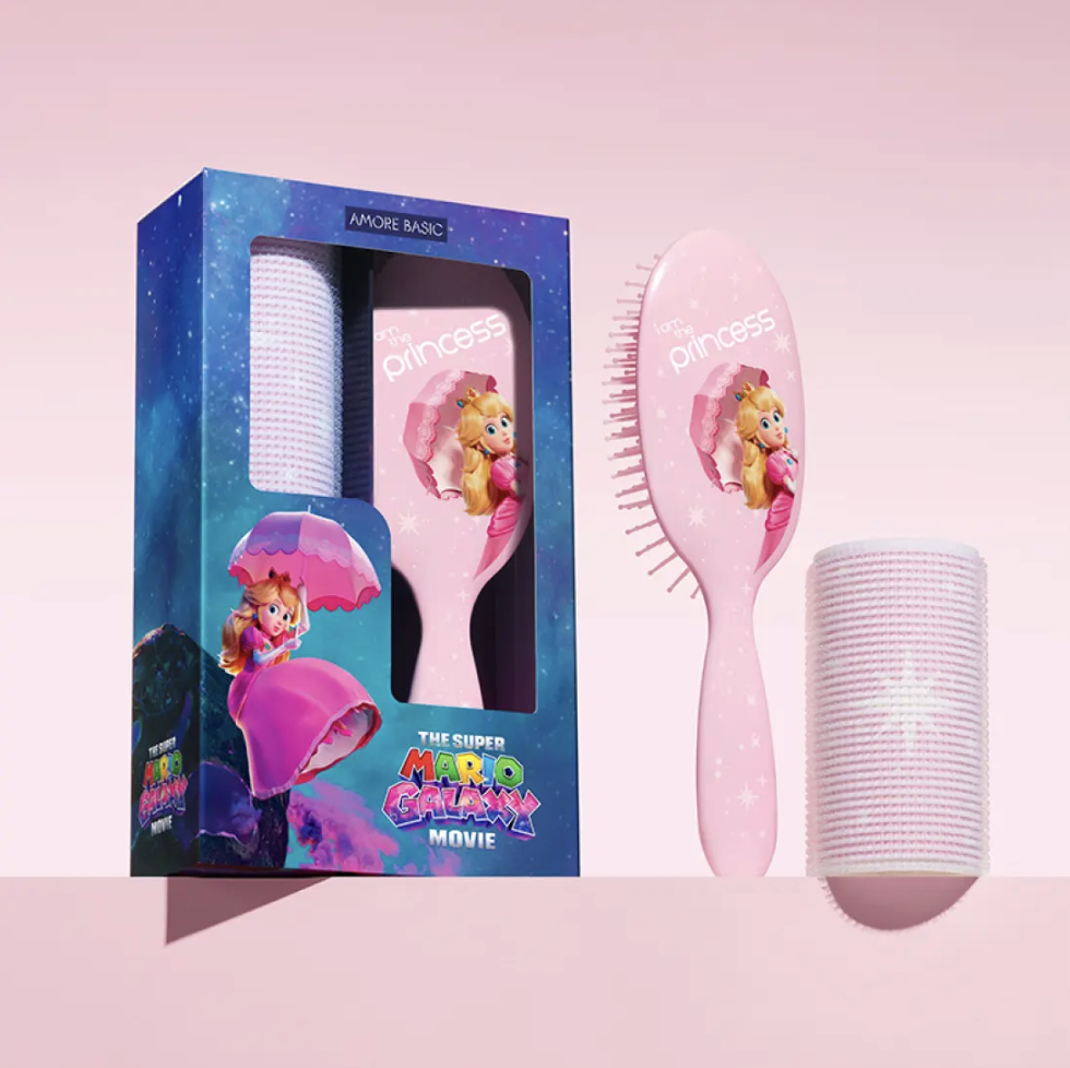 韓國限定 Amore X Super Mario 碧姬公主 氣墊美髮梳 + 髮捲套裝｜The Hair Brush Set