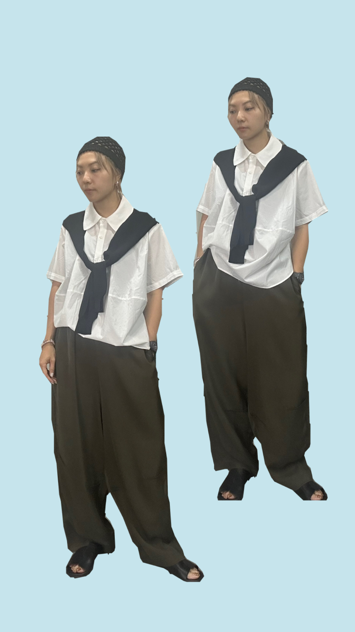 簡約休閒免燙寬鬆修腳褲