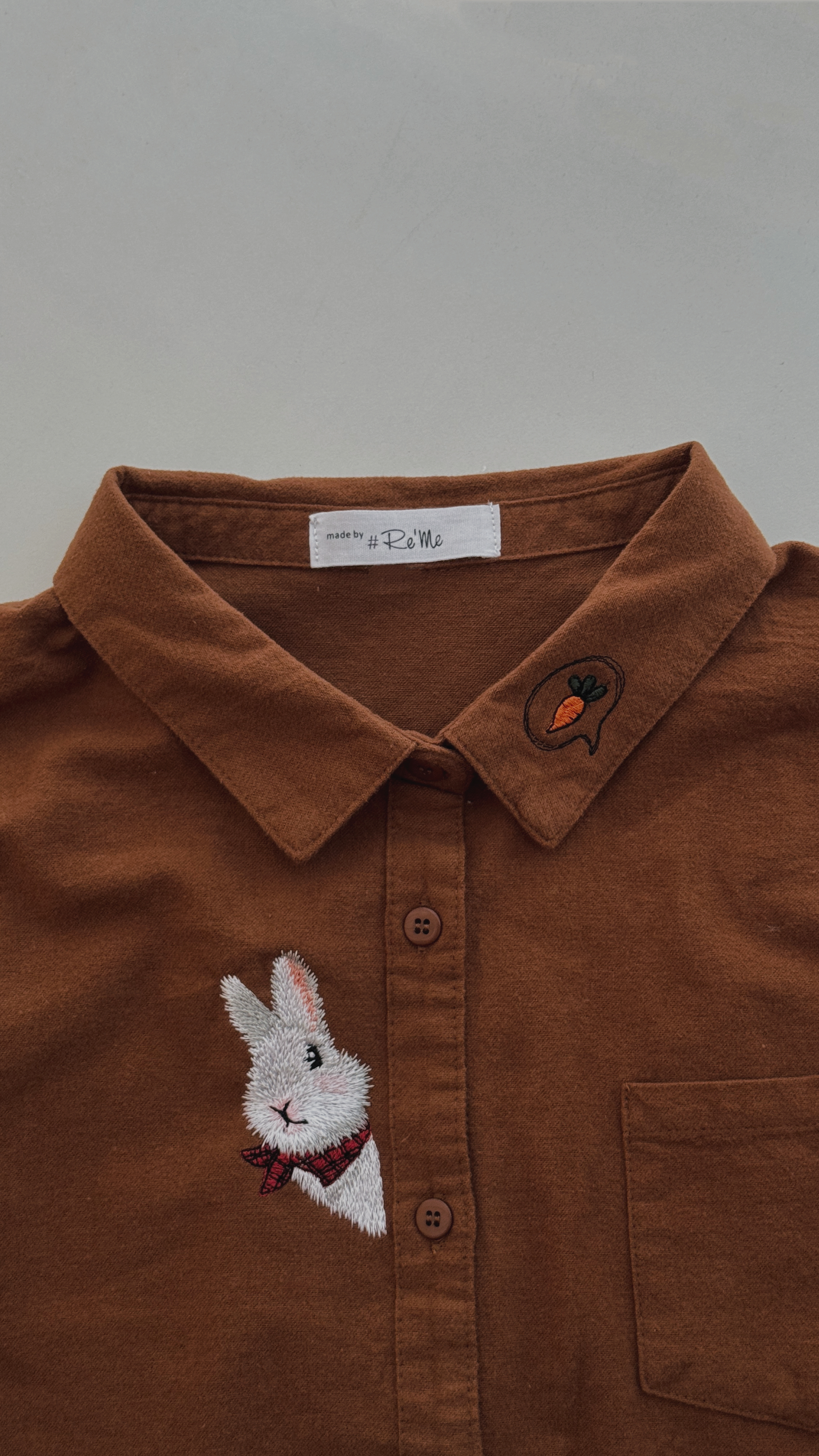 🐰Mallow Rabbit 棕色刺绣衬衫