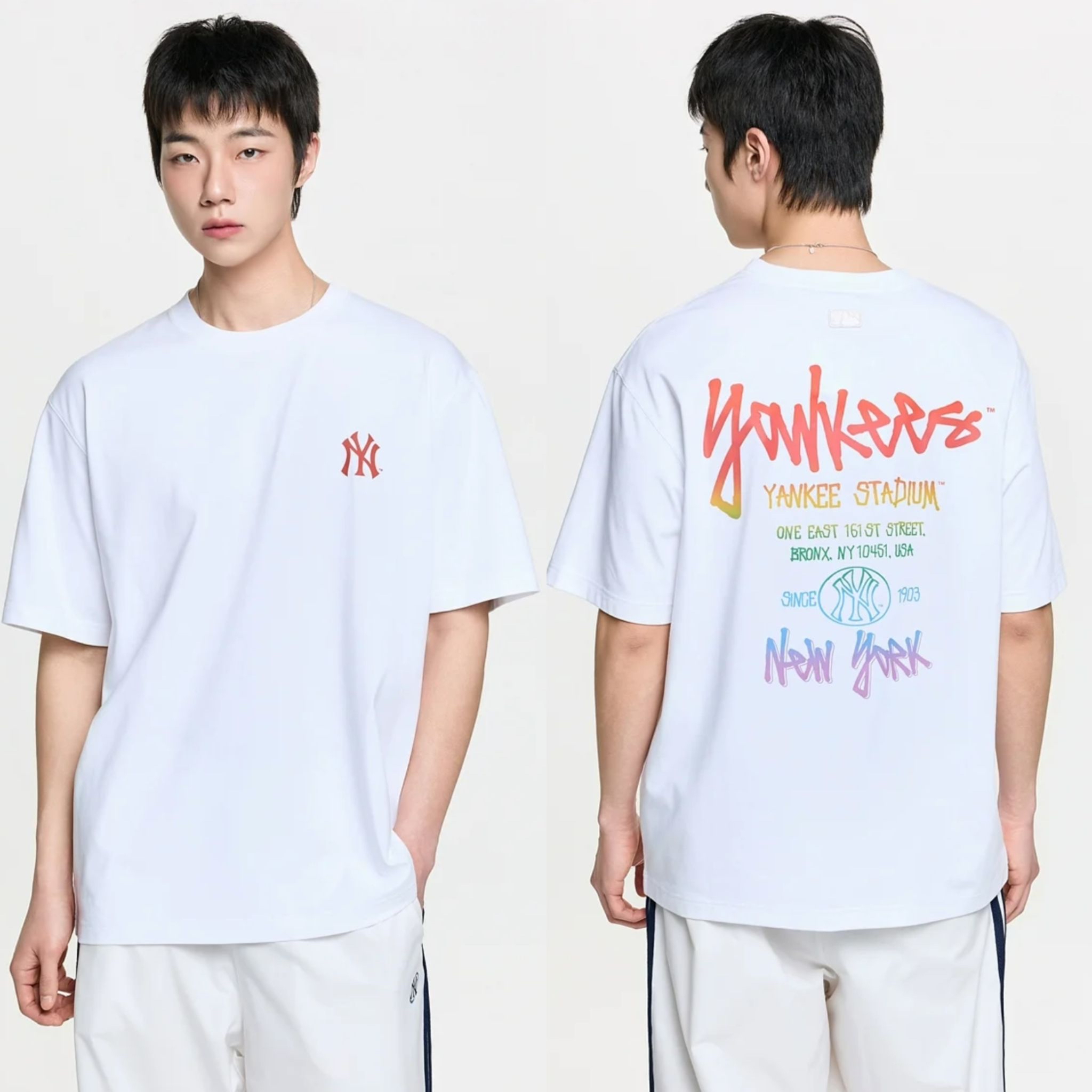 *🇰🇷韓國直送MLB韓國🇰🇷專門店 紐約洋基隊SIMPLE LOGO  OVER FIT T-SHIRTS 3ATSB1563男女同款 折扣優惠🈹*