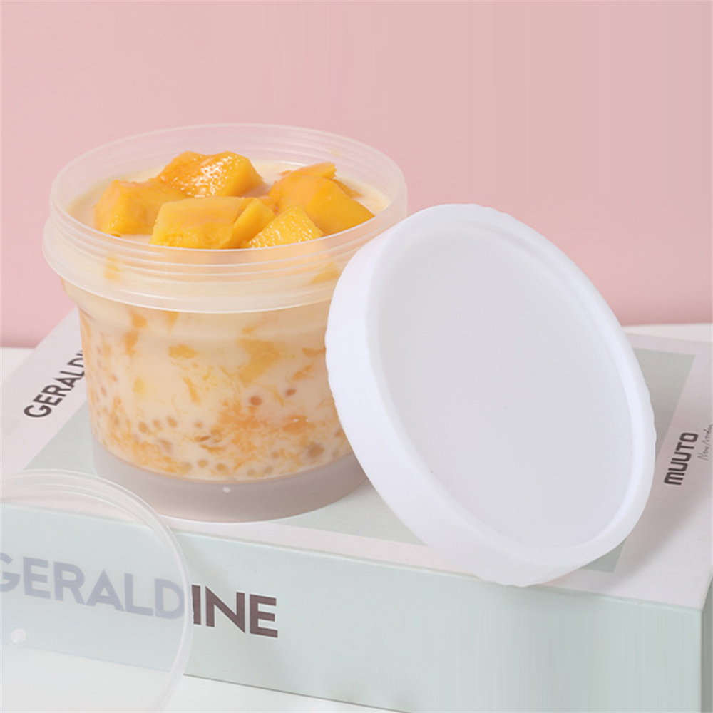 5個裝 透明圓形食物密封罐 帶蓋甜品杯 糖水杯 野餐杯外賣盒 奶茶杯 PARTY甜品包裝食物盒 布丁杯 塑膠保鮮盒 儲物密封盒 飲品杯[平行進口] HK1053