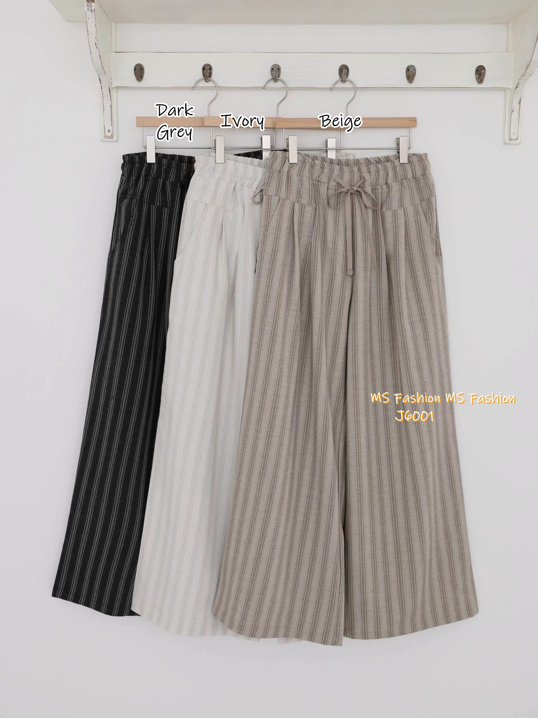 J6001 韓國🇰🇷靚料條子闊褲 