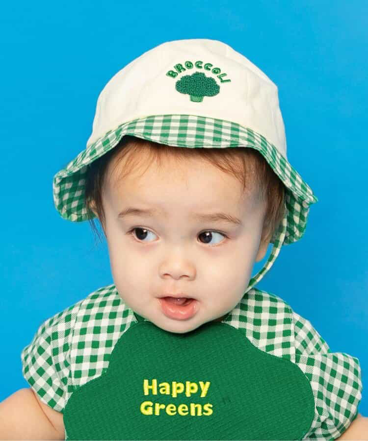 🇯🇵預訂 日本直送🇯🇵BREEZE兩色蔬菜毛毛貼花格紋遮陽帽