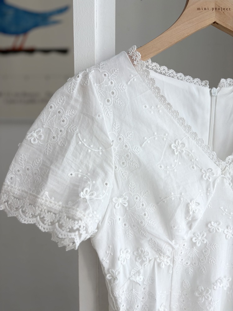 Aurelie Embroidered Dress (White)