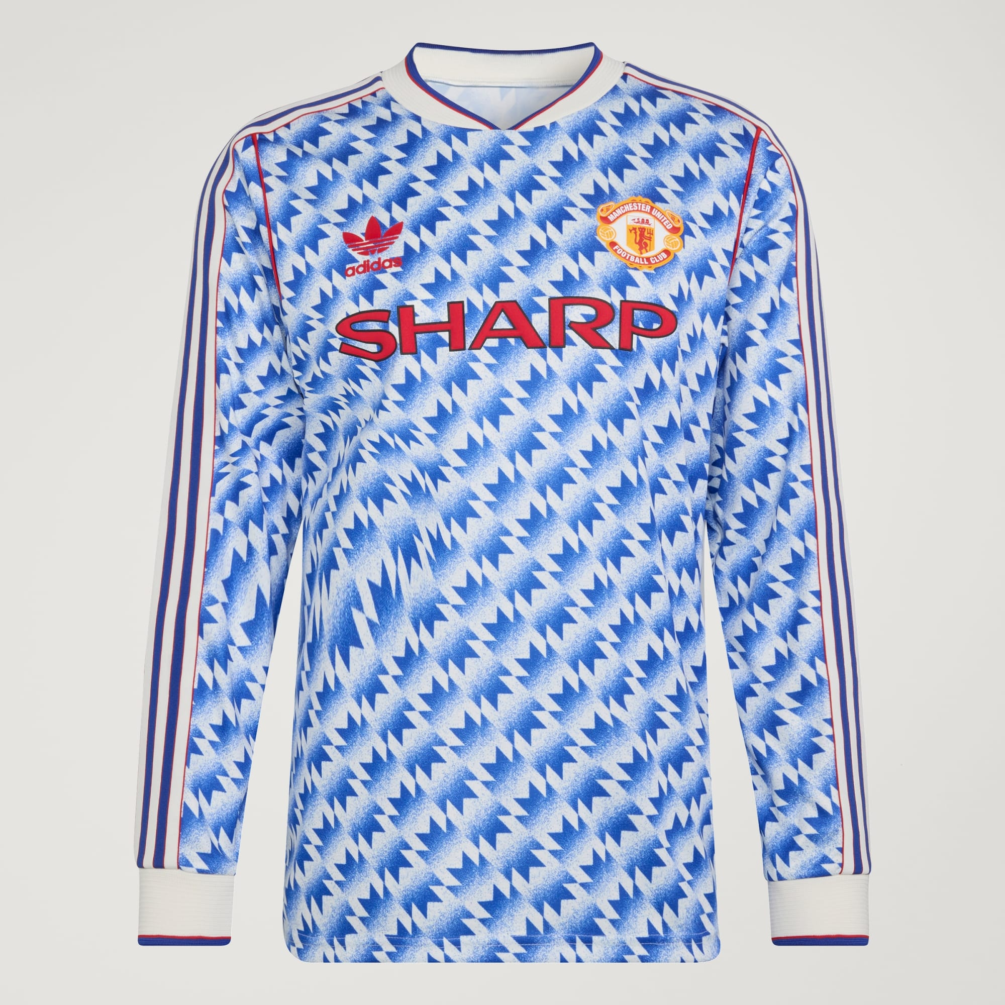 傳奇藍色美學 ⚽ Adidas Originals Manchester United 曼聯 1991/92 長袖復刻作客球衣 (可加印字) JM5498