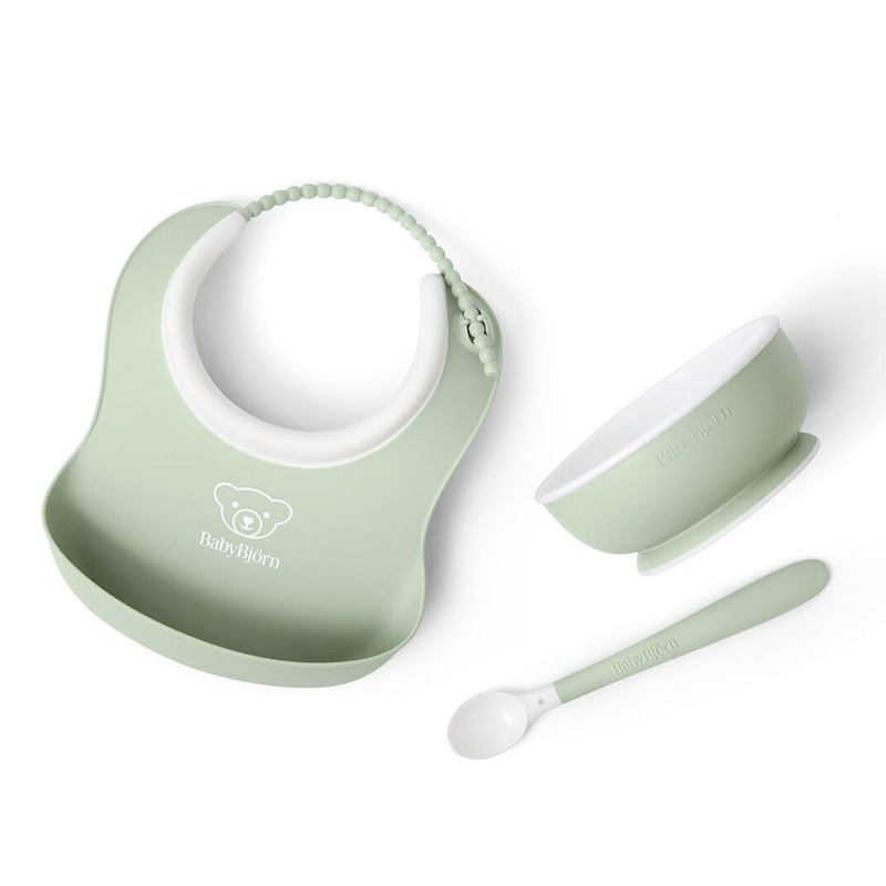 🇯🇵預訂 日本直送🇯🇵BabyBjörn粉綠色嬰兒餵食圍兜餐具三件套裝