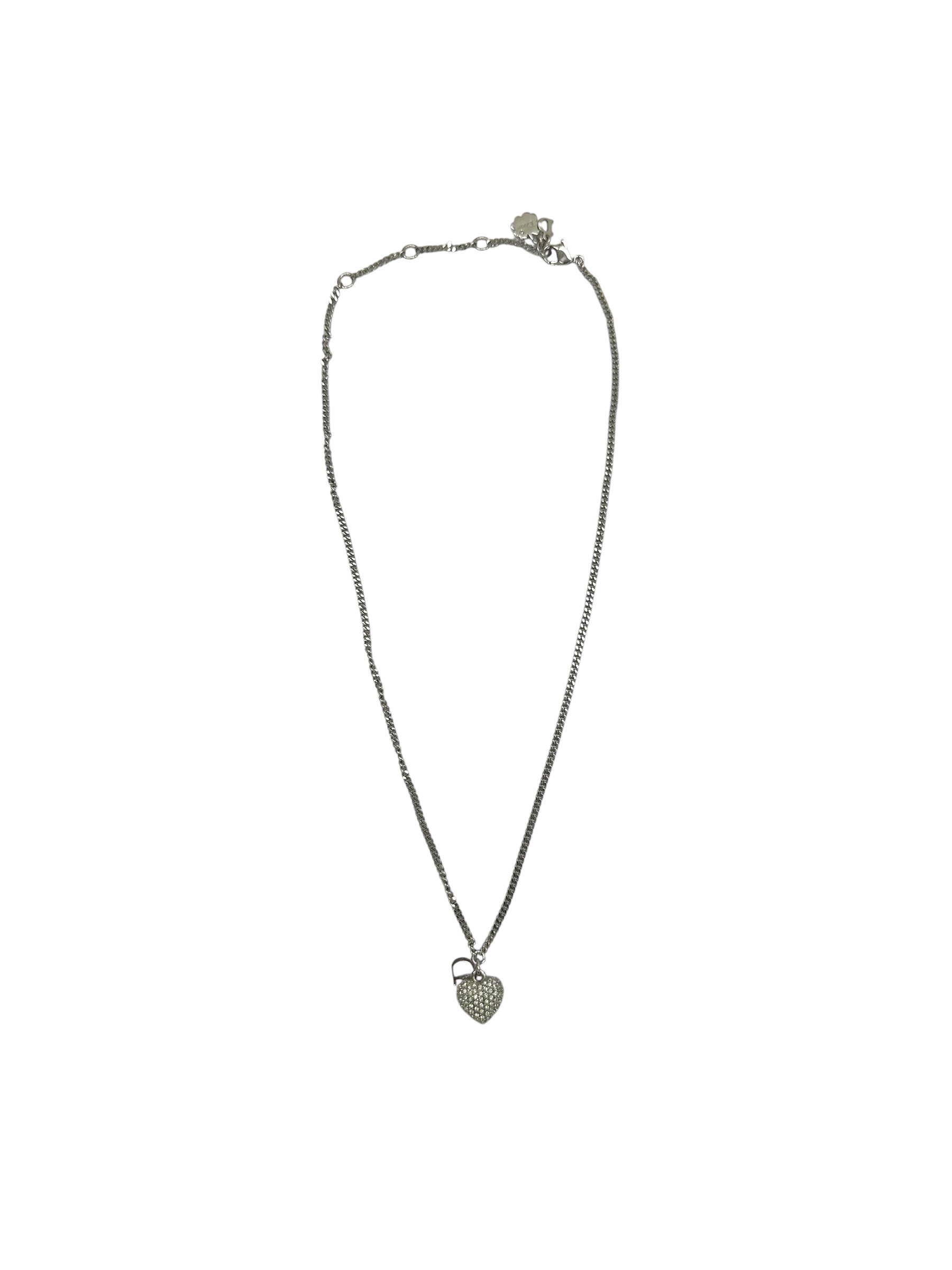 Pre-Owned Vintage Christian Dior Rhinestone Heart Pendant Necklace / Product Code: 080503