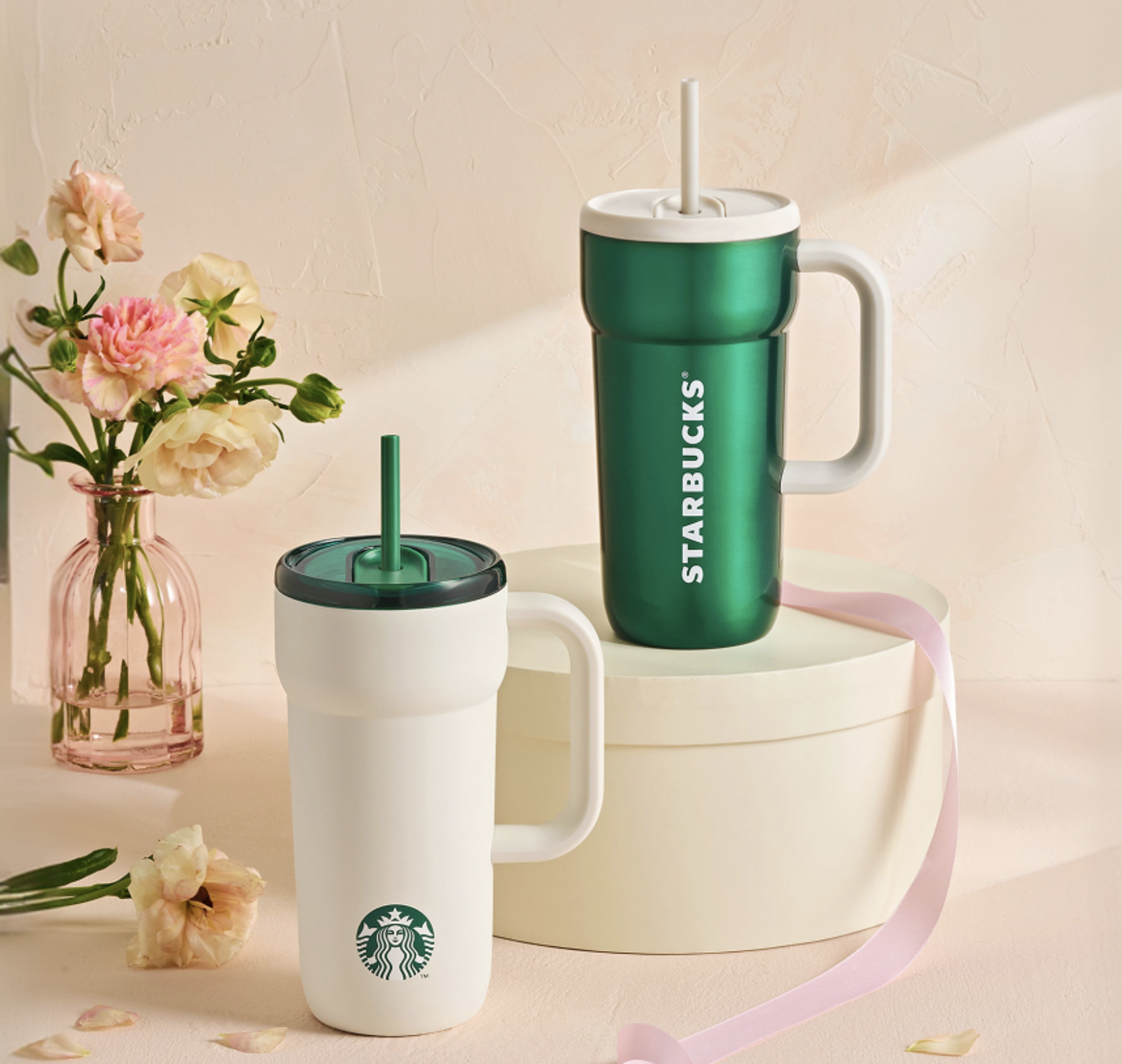 🇰🇷STARBUCKS | SS Signature Green / White Dante Tumbler 591ml