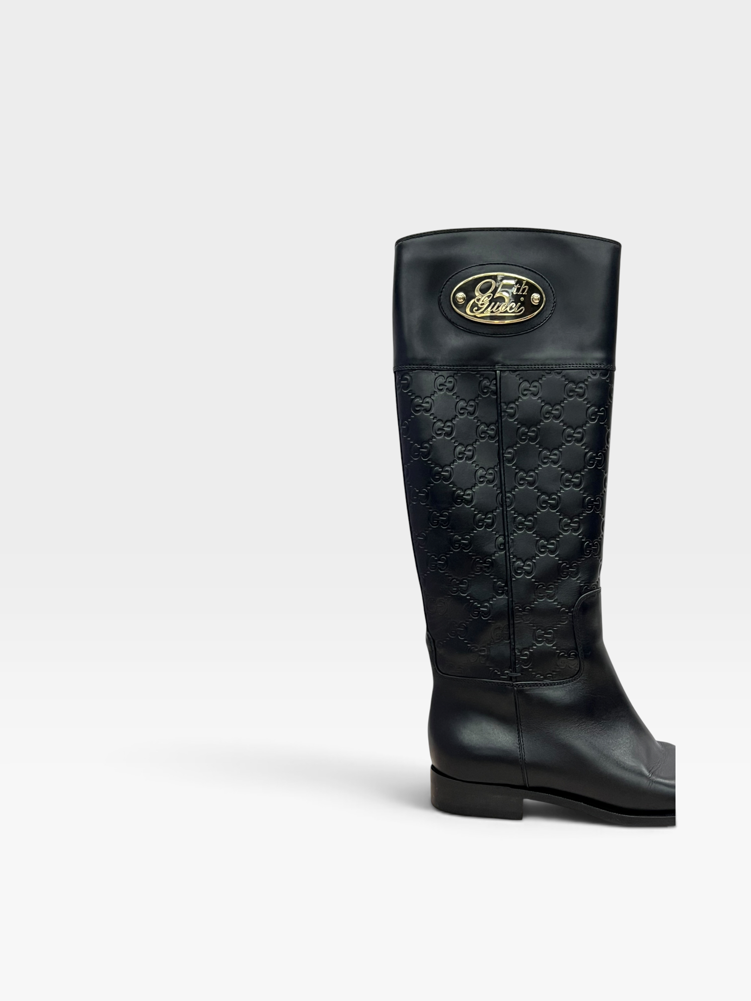 Pre-owned Gucci black Guccissima leather 85th anniversary knee-length boots / Product Code: 090202