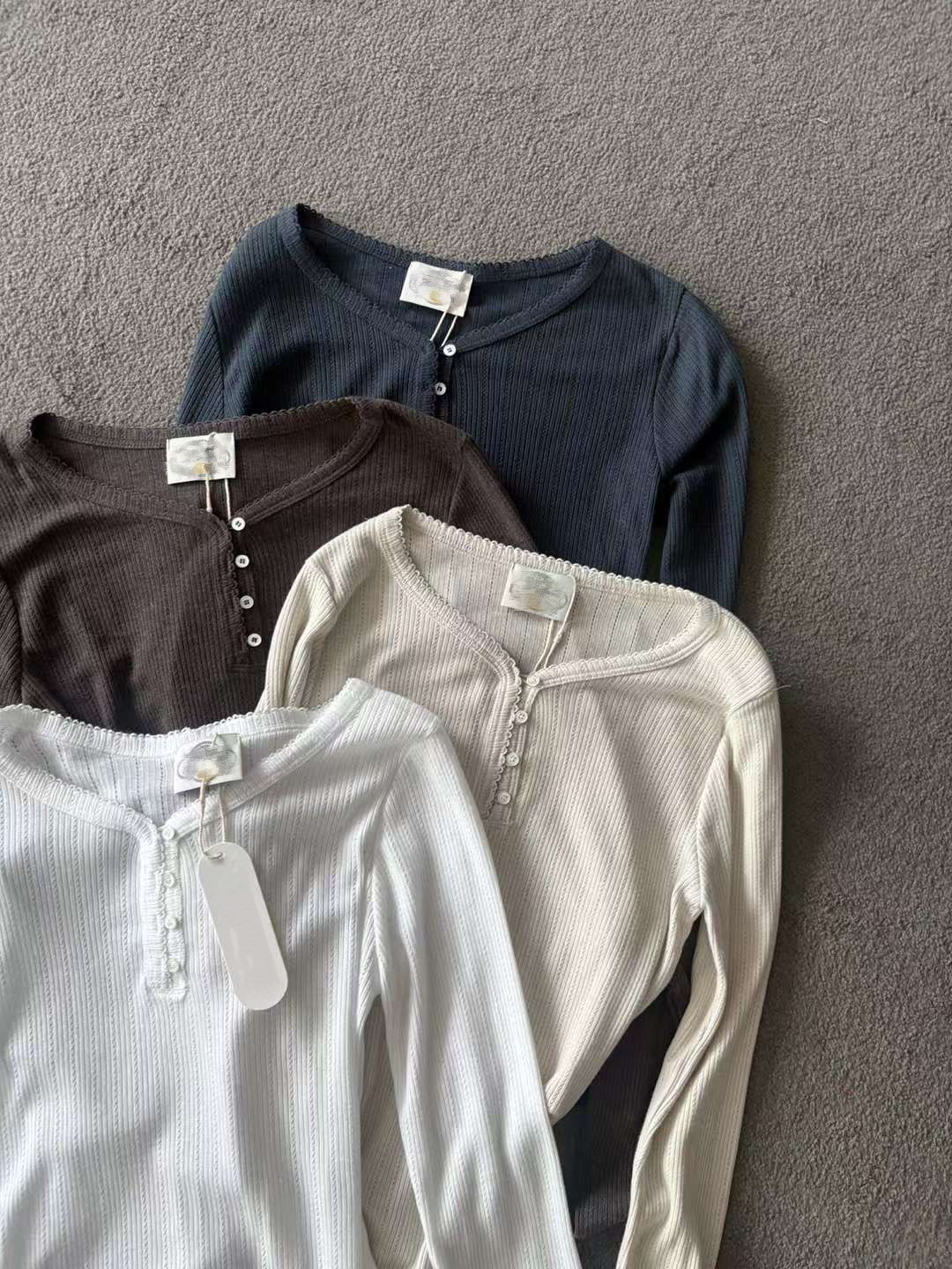 簡約捲捲邊長袖上衣(四色入)