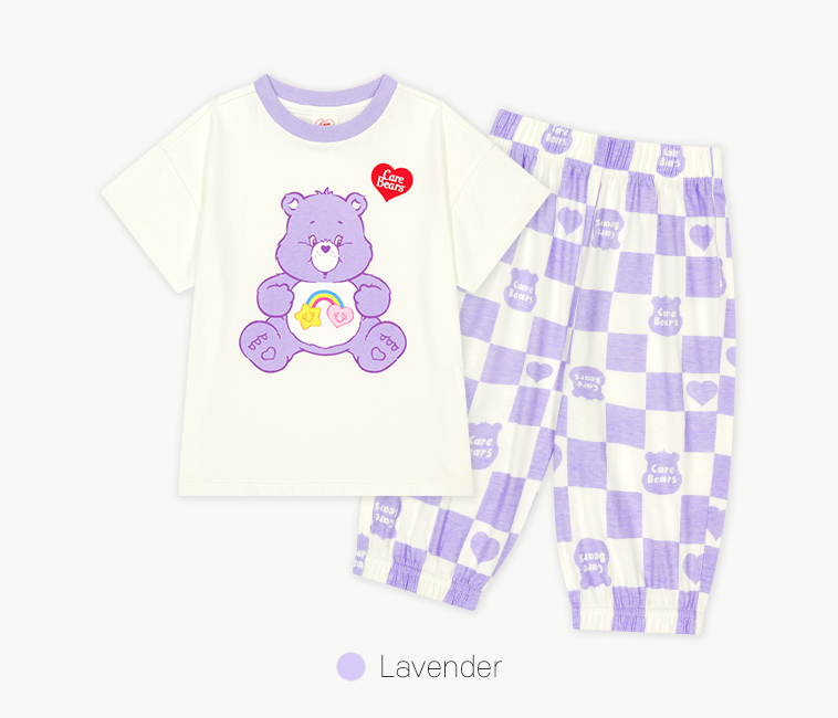 ☀️預訂 韓國直送☀️🇰🇷正版Care Bears兩色幸運朋友小熊印花棋盤格紋上下套裝